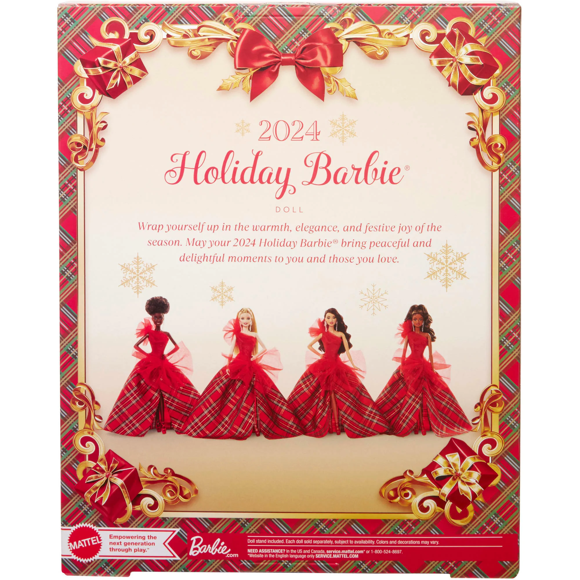 Barbie 2024 Holiday Barbie Dolls, Seasonal Collector Gift, Barbie Signature, Plaid Gown With Red Bow - Image 6