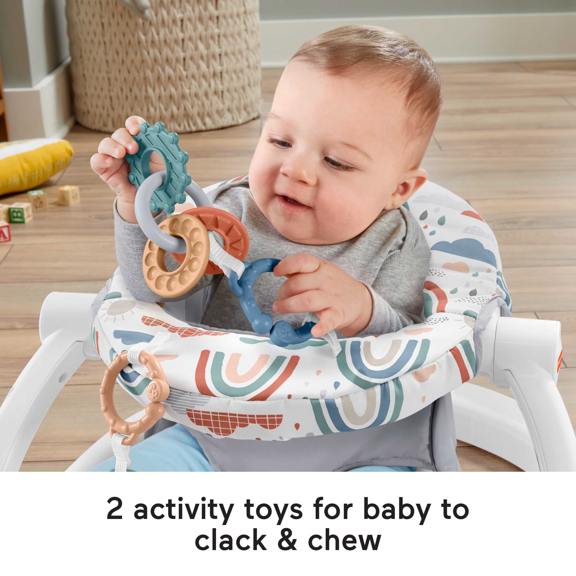 Fisher-Price Sit-Me-Up Floor Seat Portable Baby Chair With Toys, Rainbow Showers - Image 3