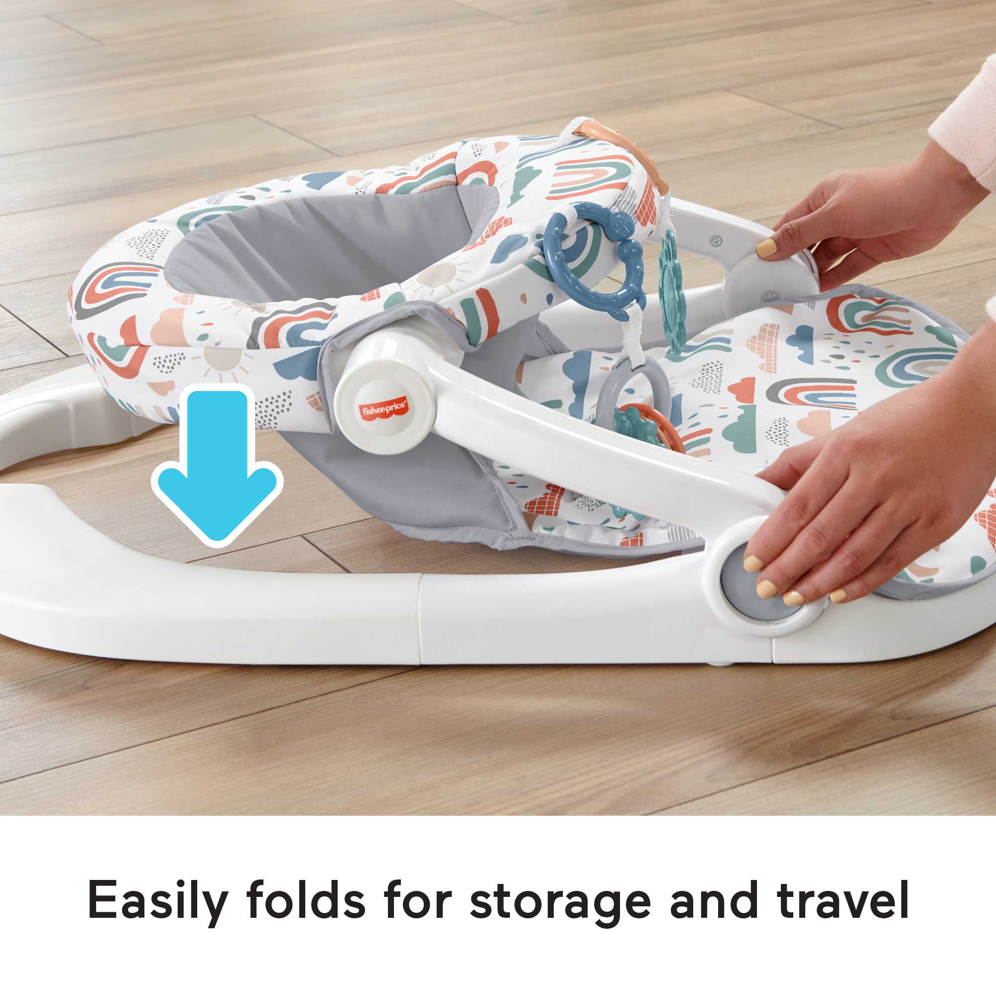 Fisher-Price Sit-Me-Up Floor Seat Portable Baby Chair With Toys, Rainbow Showers - Image 4
