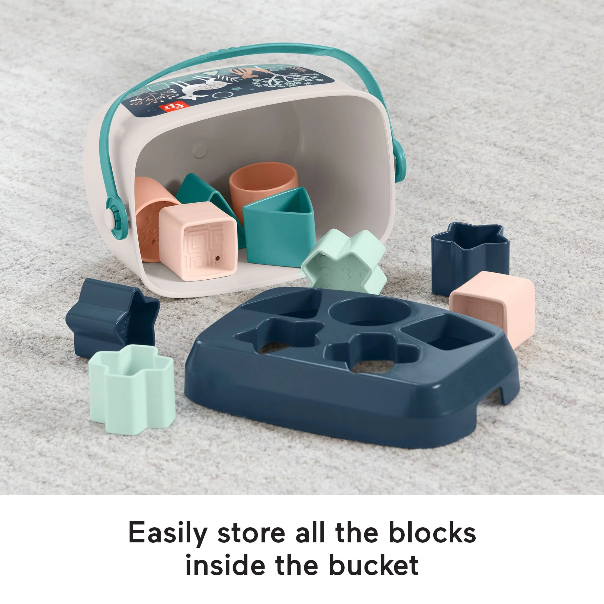 Fisher-Price Baby's First Blocks Infant Shape-Sorting Toy, Navy Fawn, Set Of 10 - Image 4