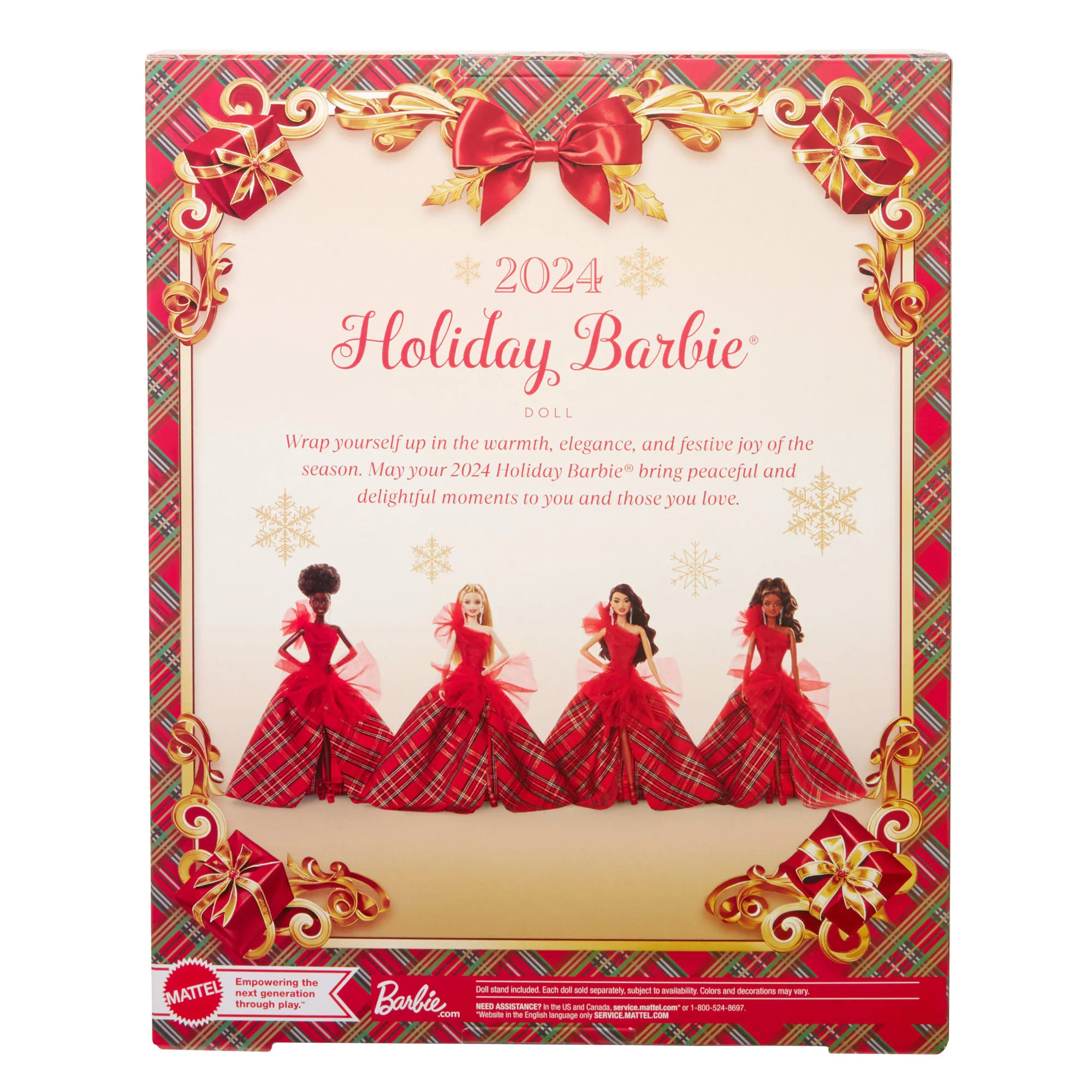 Barbie Signature 2024 Holiday Barbie Fashion Doll, Seasonal Collector Gift, Brown Hair With Plaid Gown - Image 6