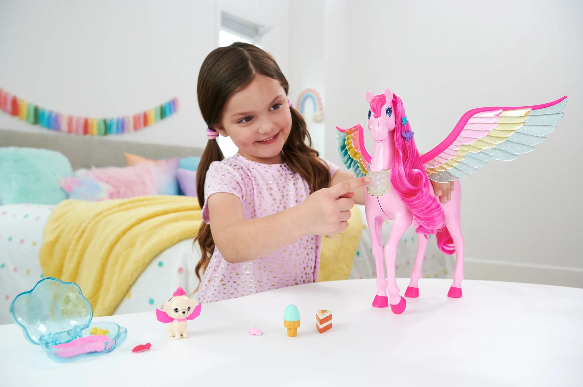 Barbie A Touch Of Magic Pink Pegasus With Puppy, Winged Horse Toys With Lights And Sounds - Image 2