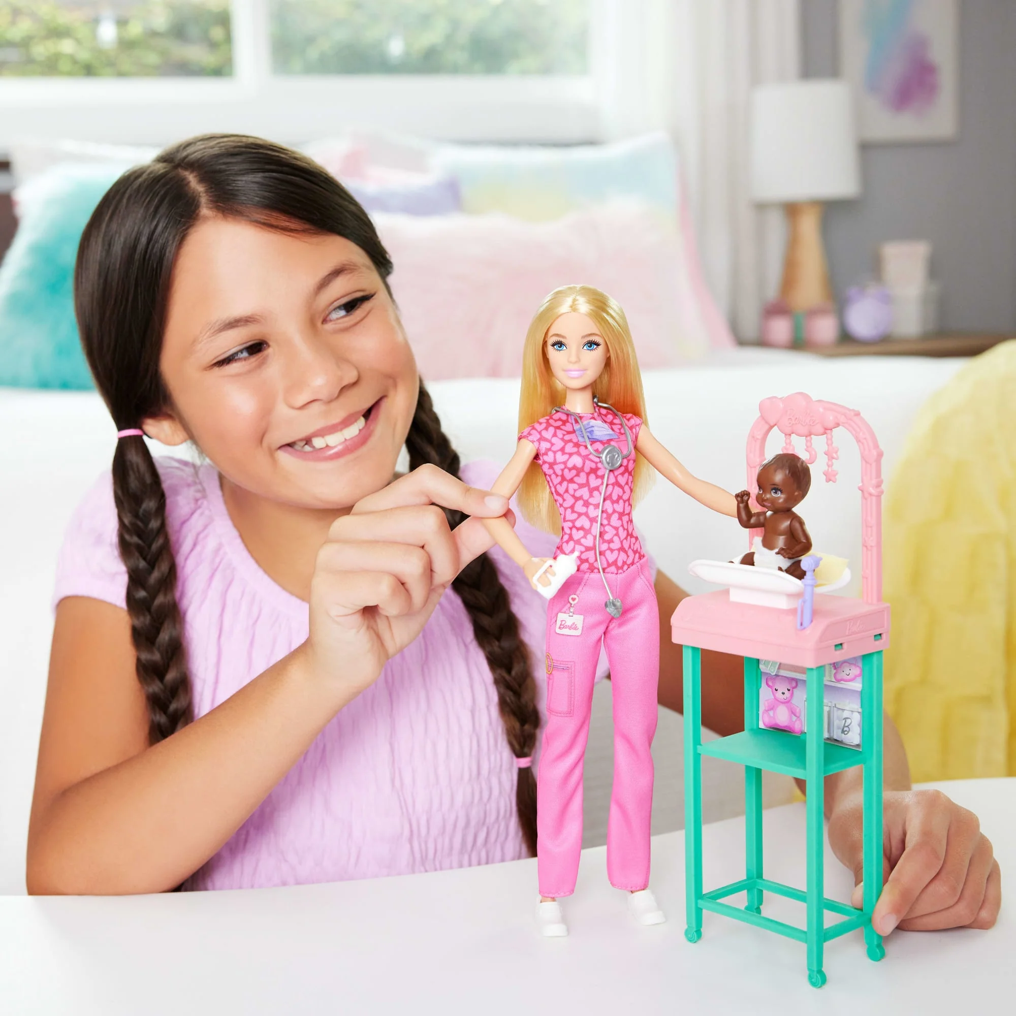 Barbie Baby Doctor Doll With Blonde Fashion Doll, 1 Baby Doll, Furniture & Accessories - Image 2