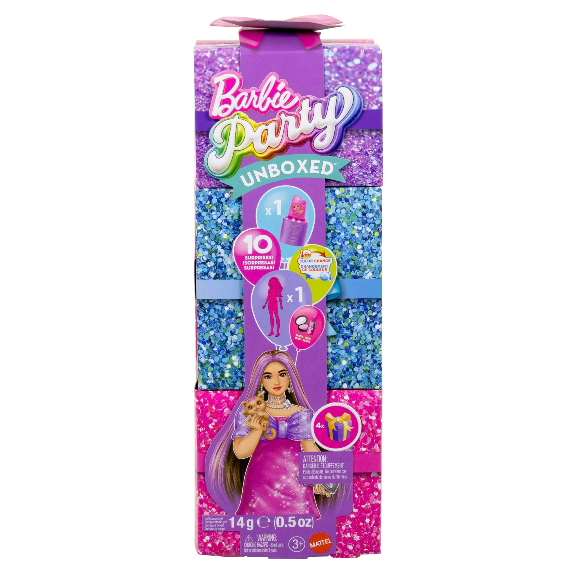 Barbie Party Unboxed Glam Party Series Pink Sparkle Doll & Accessories With 10 Surprises - Image 6