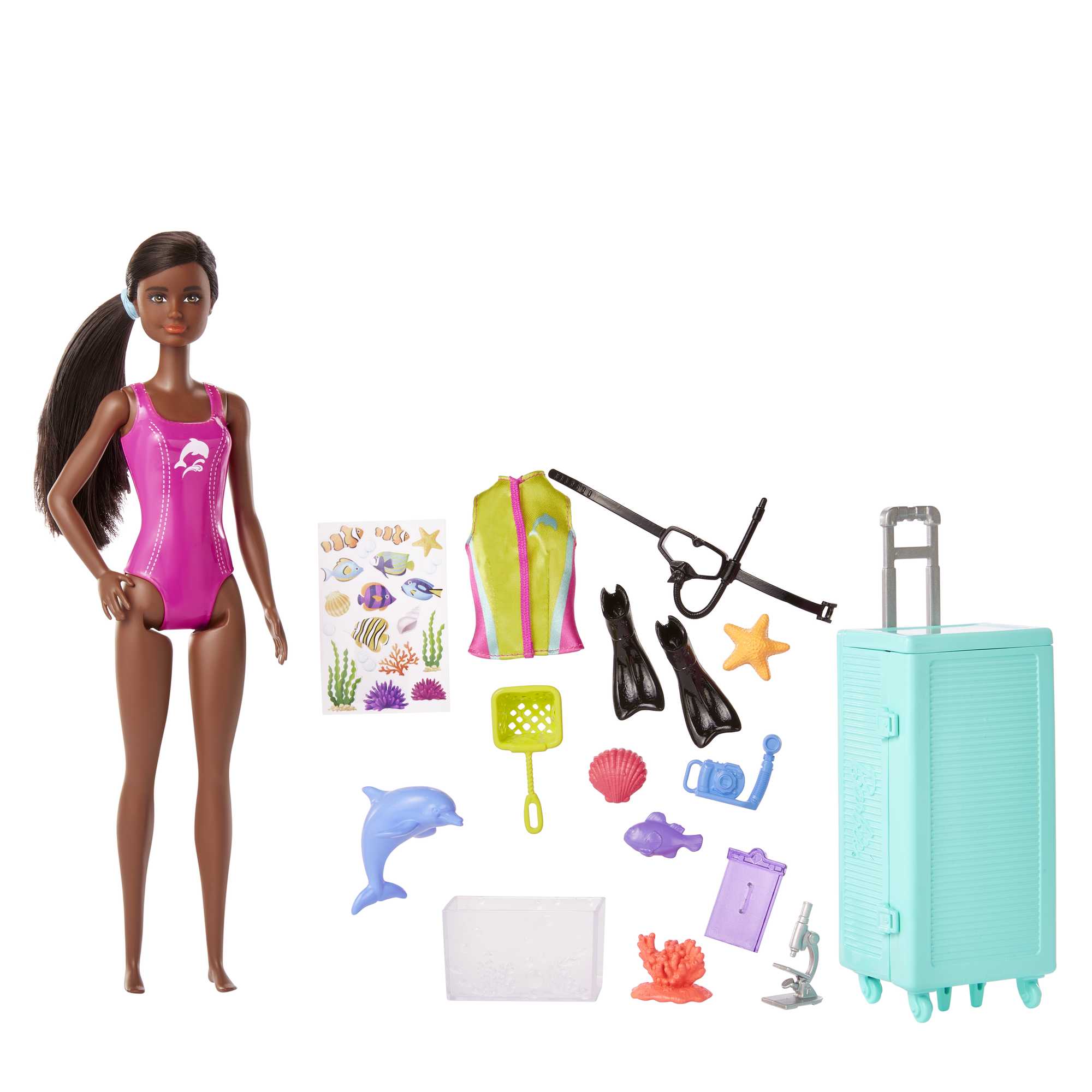 Barbie-Barbie Plongeuse-Coffret Poupée Brune et Laboratoire Mobile - Image 2