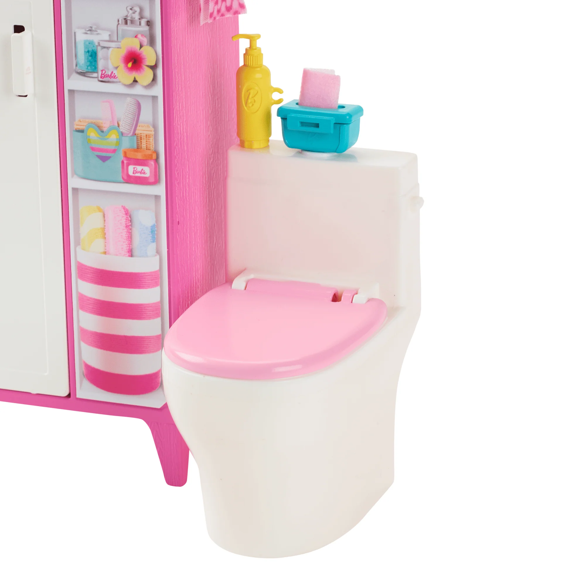 Barbie World Bathtime Toy Playset With 19 Dollhouse Accessories including Bathtub, Toilet, & Vanity - Image 3