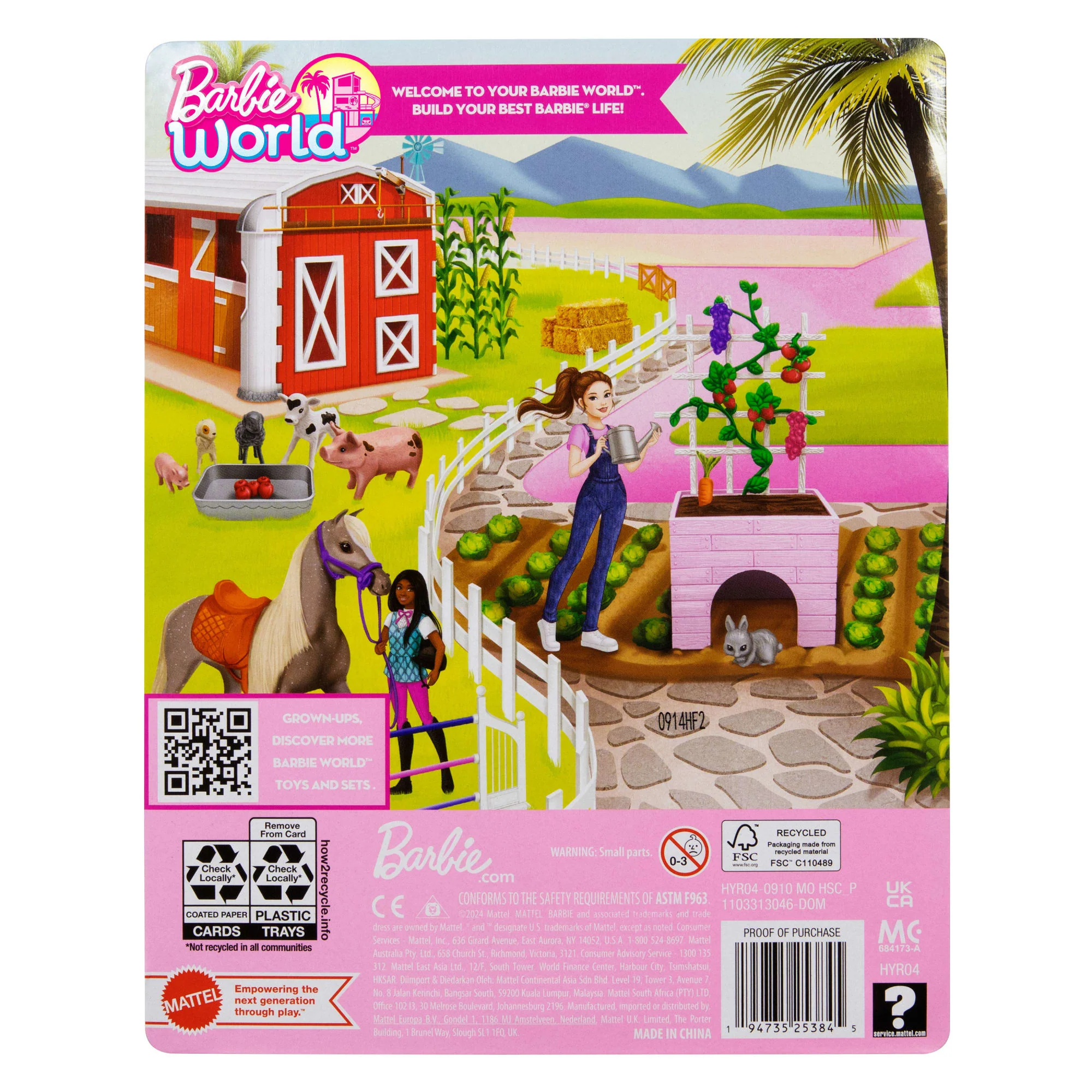 Barbie World Garden Playset With 12 Pieces including Planter, Bunny Figure, Food & More - Image 3