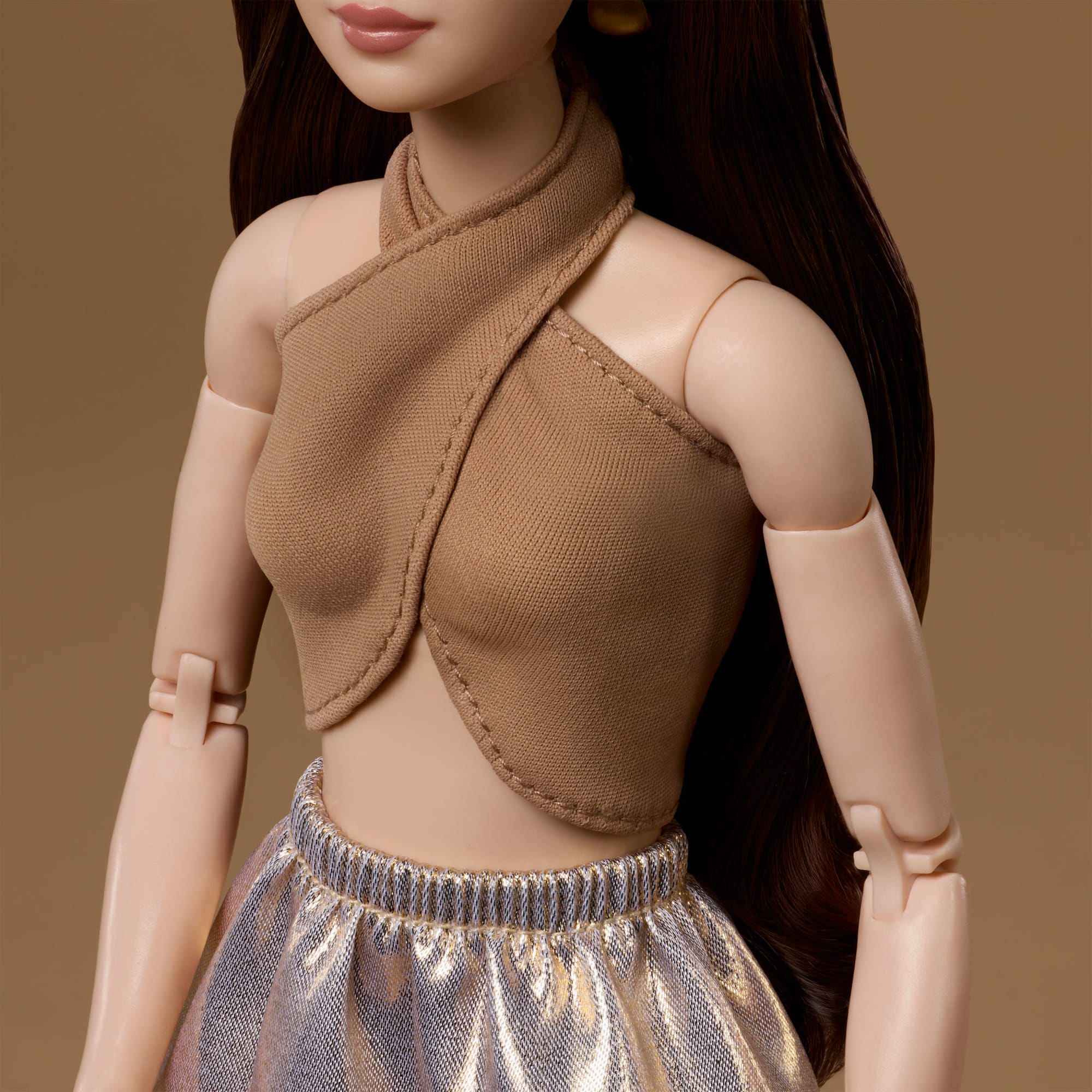 Barbie Basics Collectible Doll, Model 06 With Brunette Hair in Shimmery Golden Skirt & Halter - Image 4