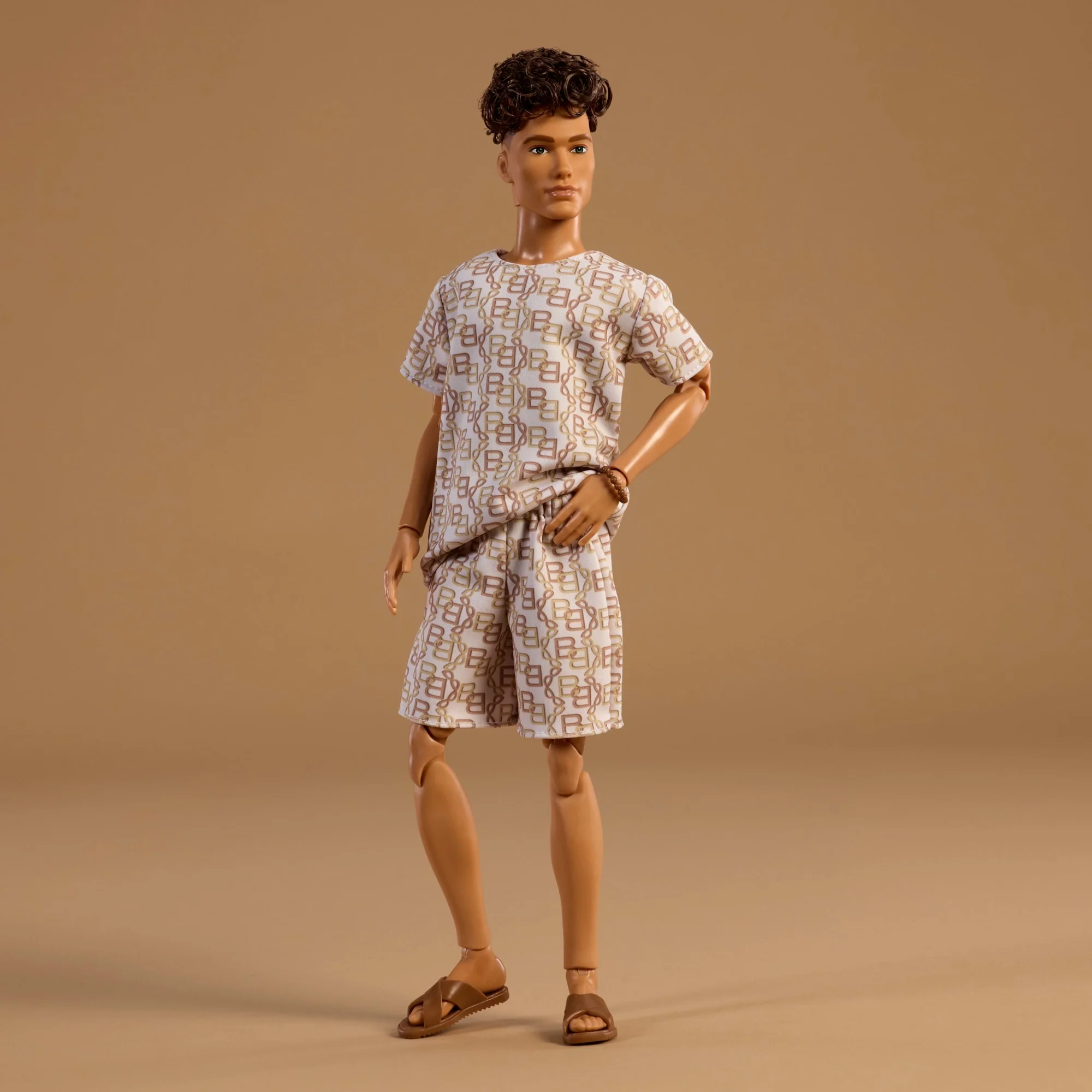 Barbie Basics Collectible Ken Doll, Model 10 With Brunette Hair In Shirt & Shorts With Matching Print - Image 2