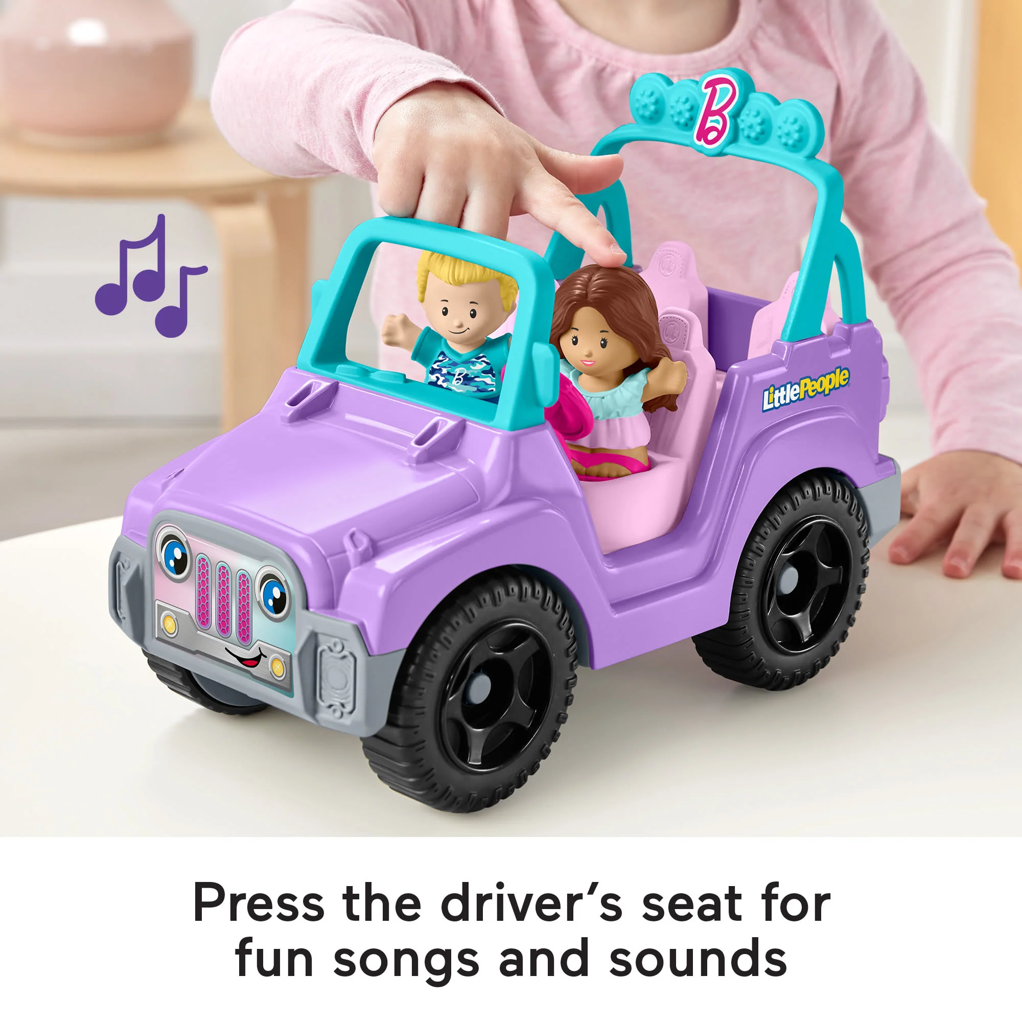 Fisher-Price Little People Barbie Beach Cruiser Toy Car With Music & 2 Figures For Toddlers - Image 3