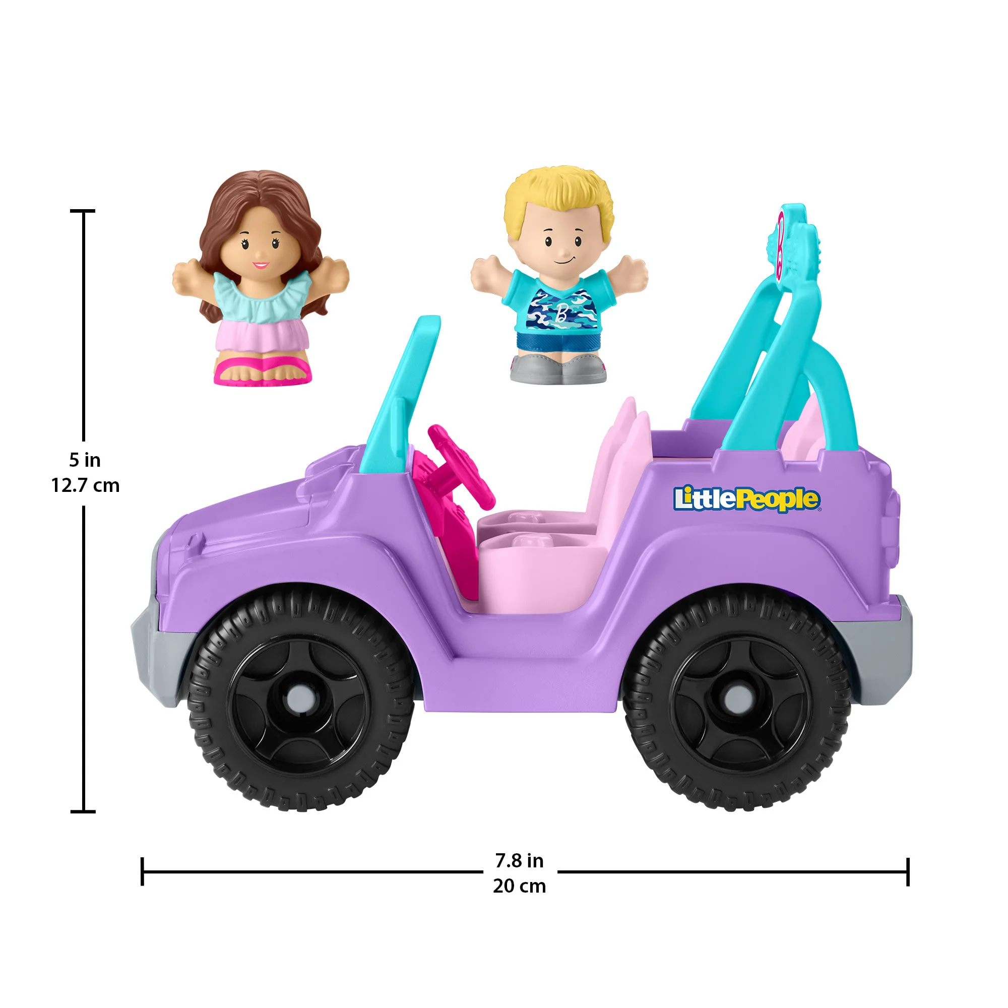 Fisher-Price Little People Barbie Beach Cruiser Toy Car With Music & 2 Figures For Toddlers - Image 5