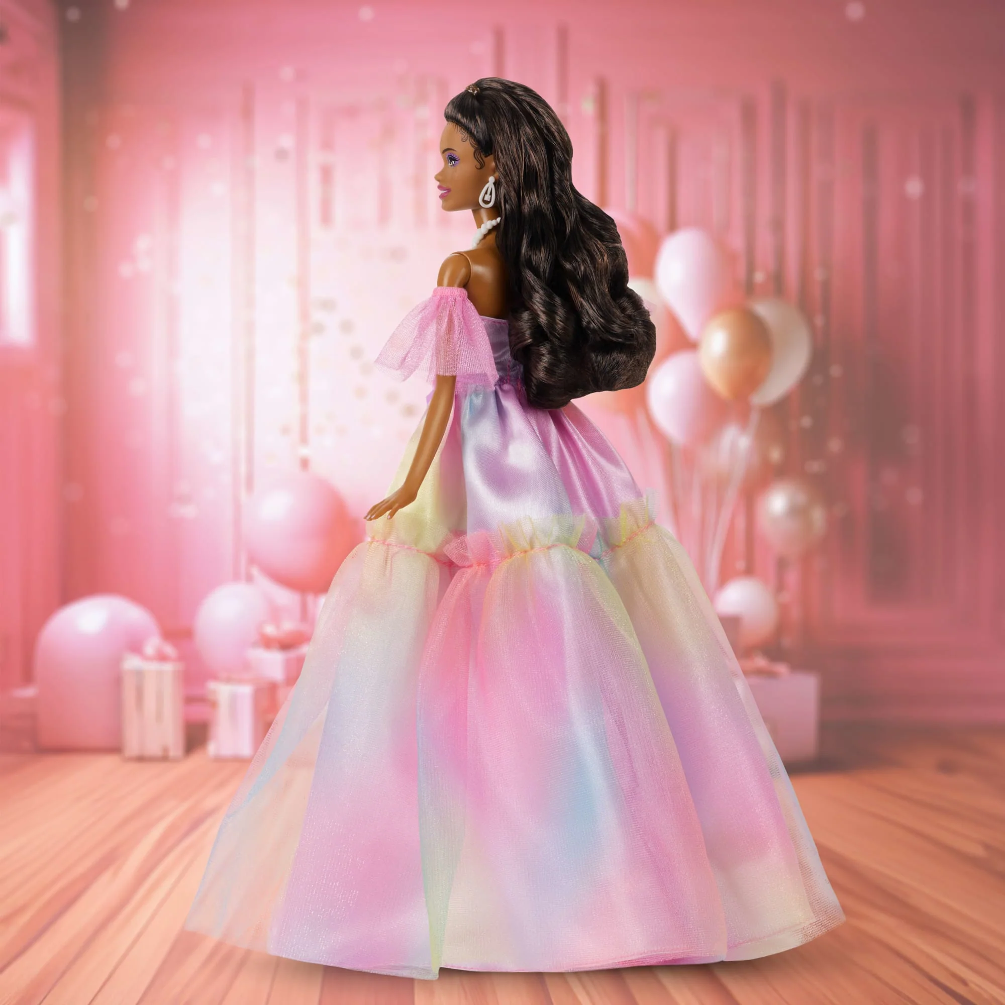 Barbie Signature Birthday Wishes Fashion Doll in Dress With Pastel Rainbow Effect, Collectible Gift - Image 4