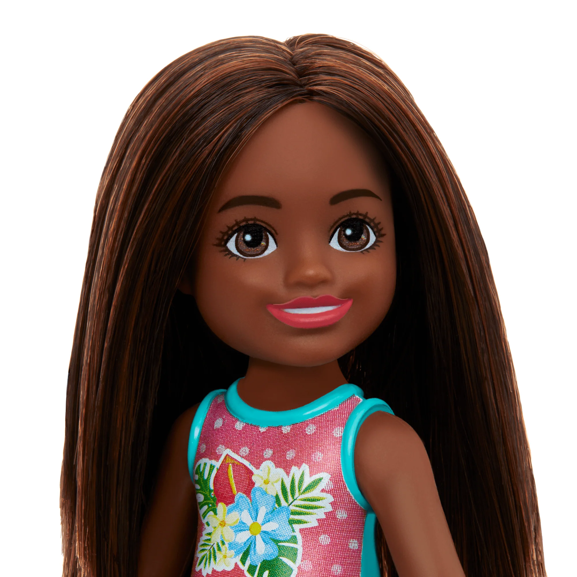 Barbie Chelsea Small Doll With Beach Swimsuit, Polka Dot & Floral Print, Brown Hair & Brown Eyes - Image 2