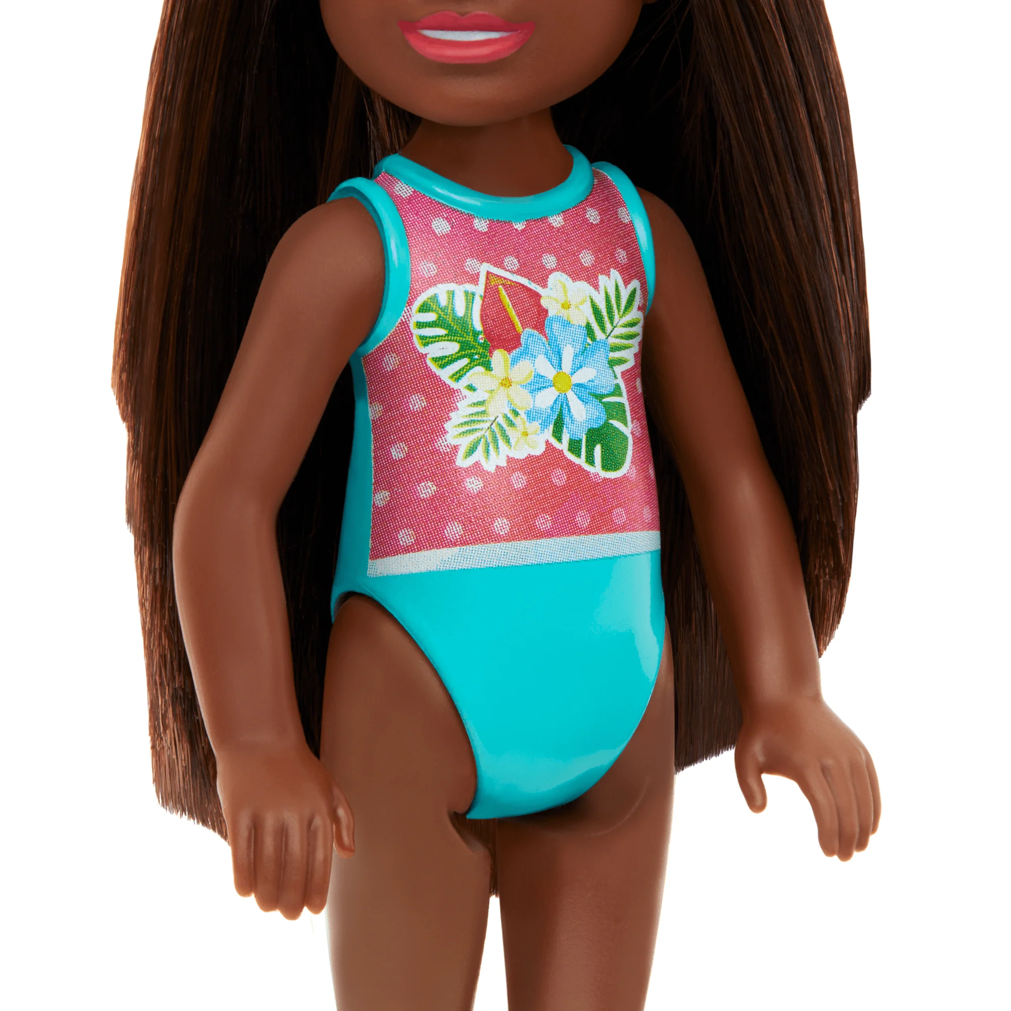 Barbie Chelsea Small Doll With Beach Swimsuit, Polka Dot & Floral Print, Brown Hair & Brown Eyes - Image 3