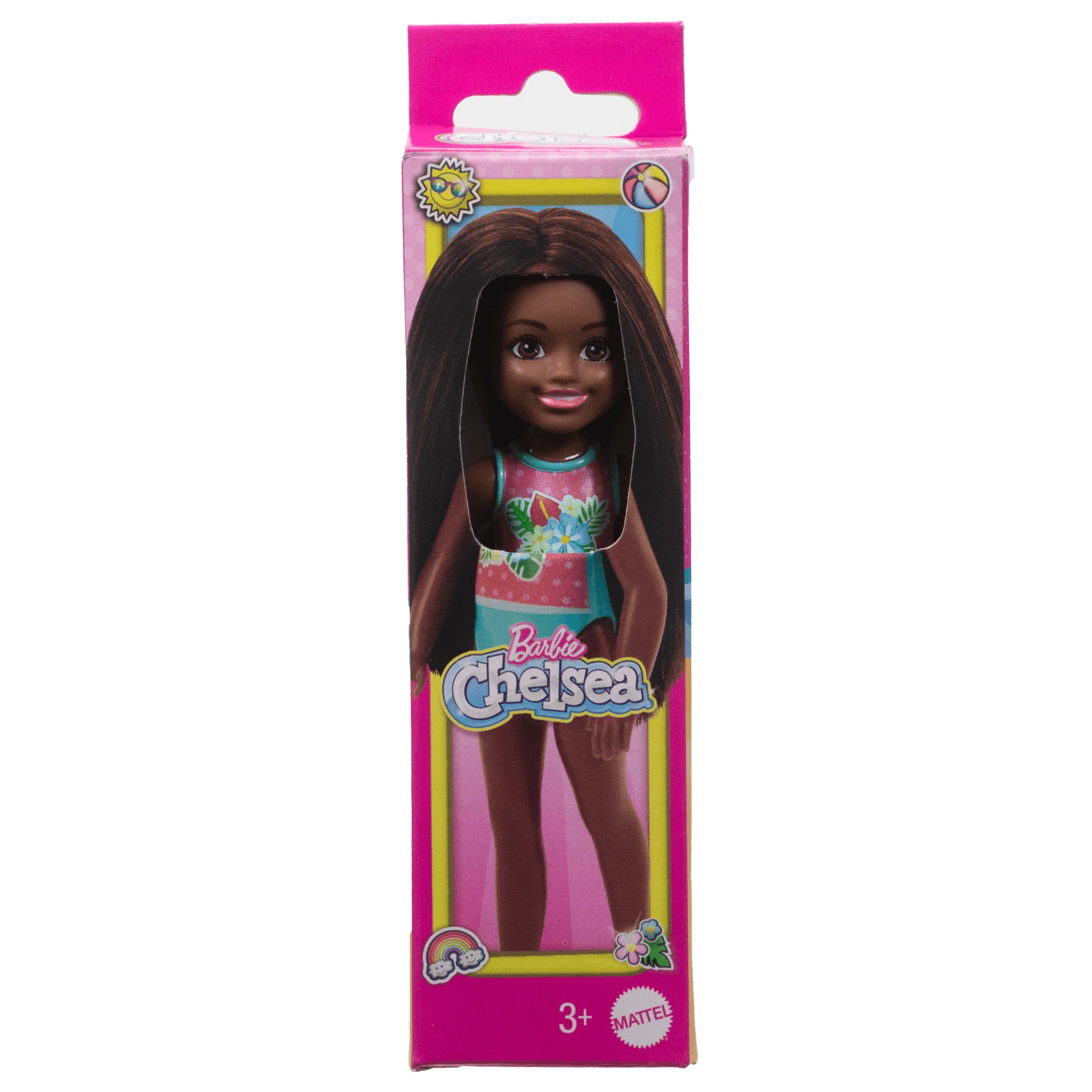 Barbie Chelsea Small Doll With Beach Swimsuit, Polka Dot & Floral Print, Brown Hair & Brown Eyes - Image 6