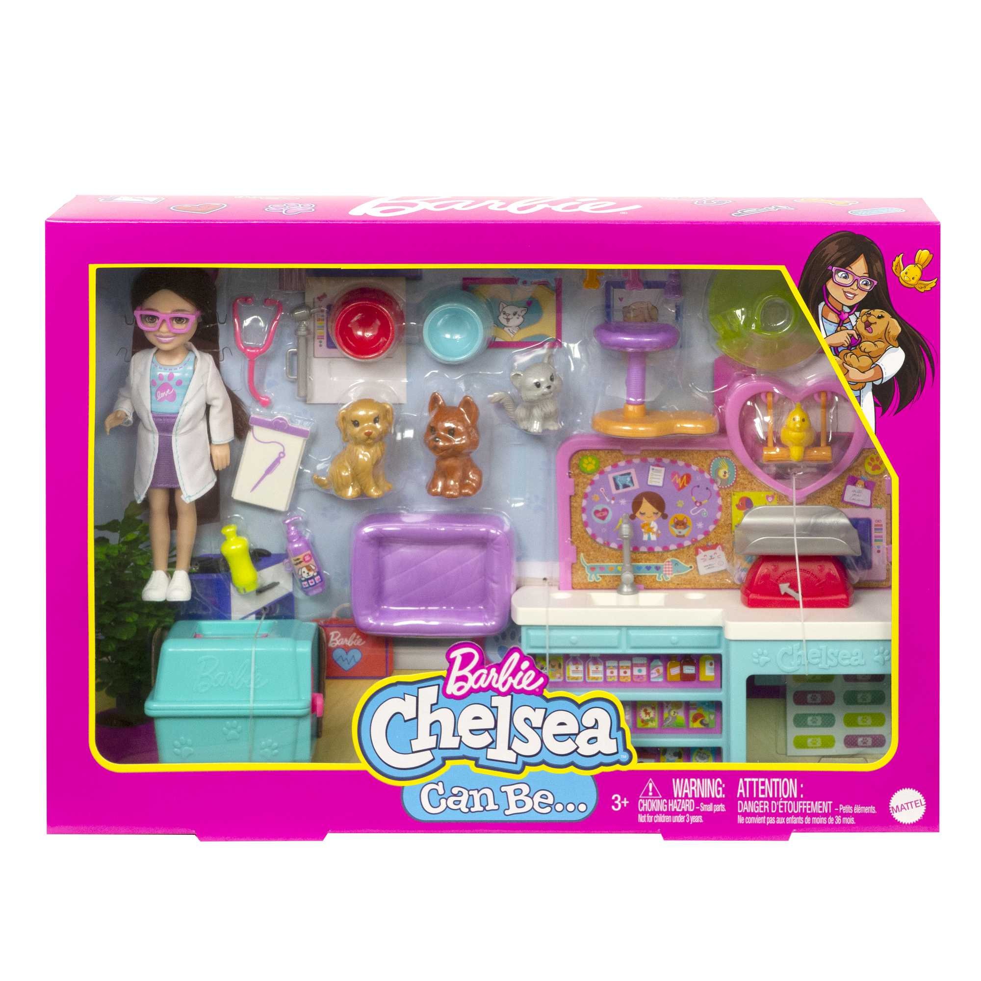 Barbie Doll Chelsea Pet Vet Playset With Doll, 4 Animals And 18 Pieces - Image 6