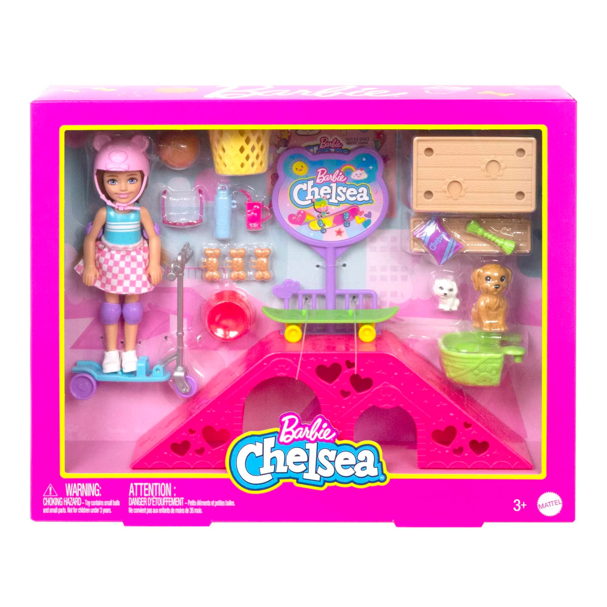 Barbie Chelsea Doll And Accessories, Skatepark Playset With 2 Puppies And 15+ Pieces - Image 6
