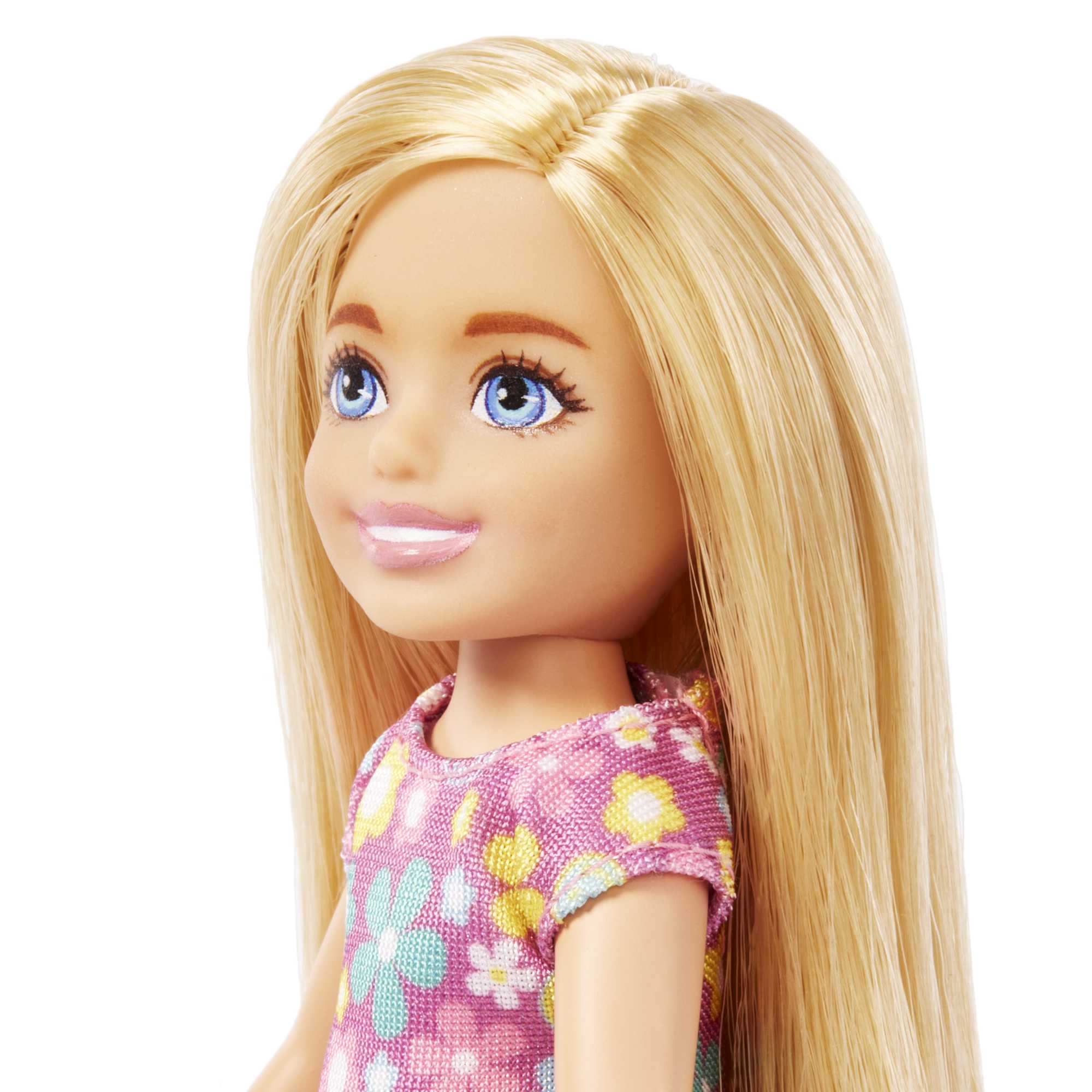 Barbie Chelsea Doll, Small Doll Wearing Purple Flowered Dress With Blond Hair & Blue Eyes - Image 2