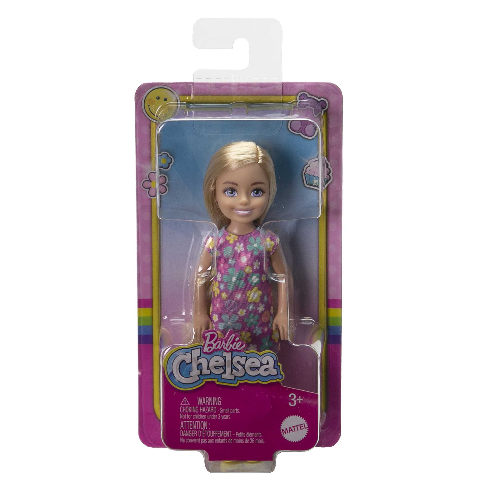 Barbie Chelsea Doll, Small Doll Wearing Purple Flowered Dress With Blond Hair & Blue Eyes - Image 6