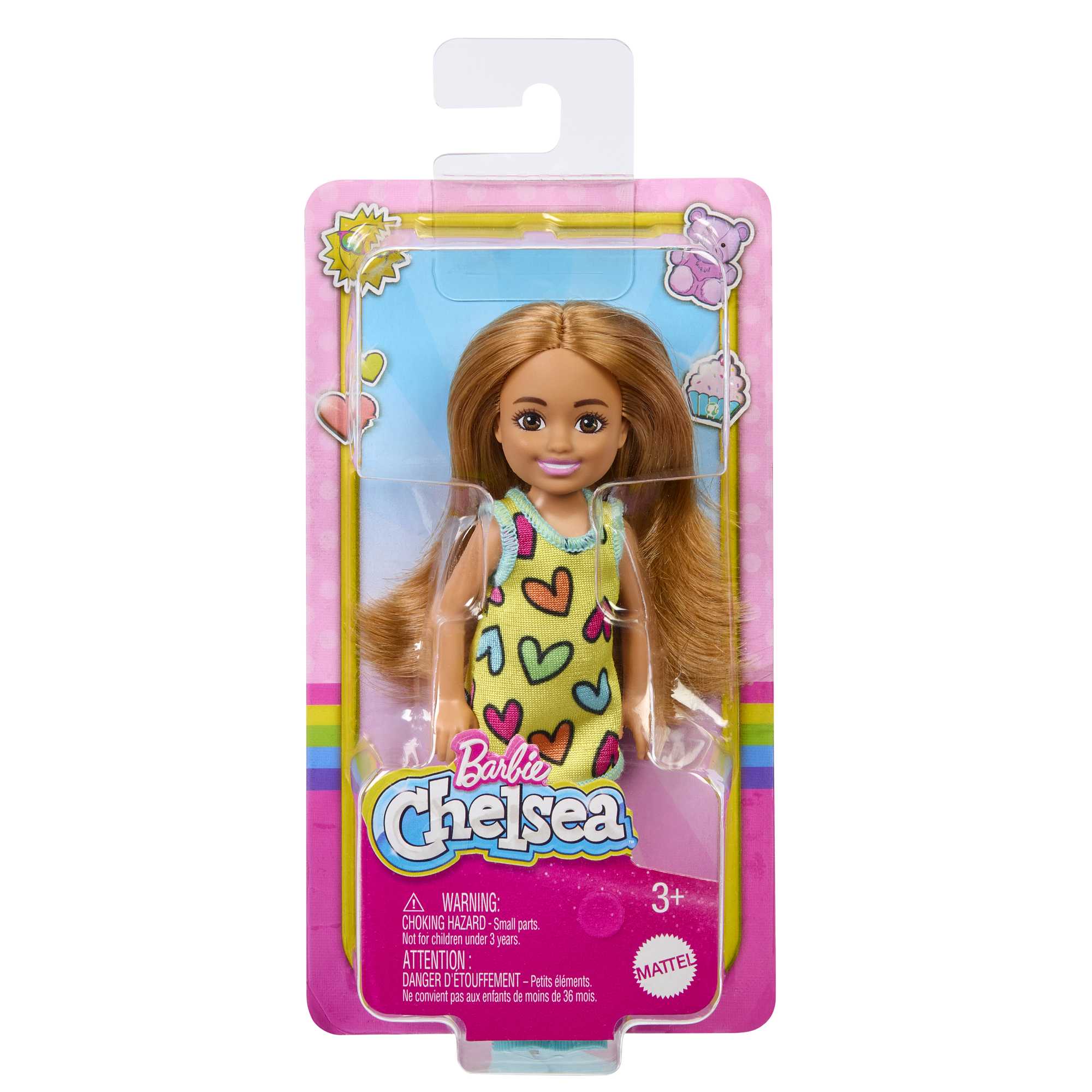 Barbie Chelsea Doll, Wearing Removable Heart-Print Dress With Brunette Hair & Brown Eyes - Image 6