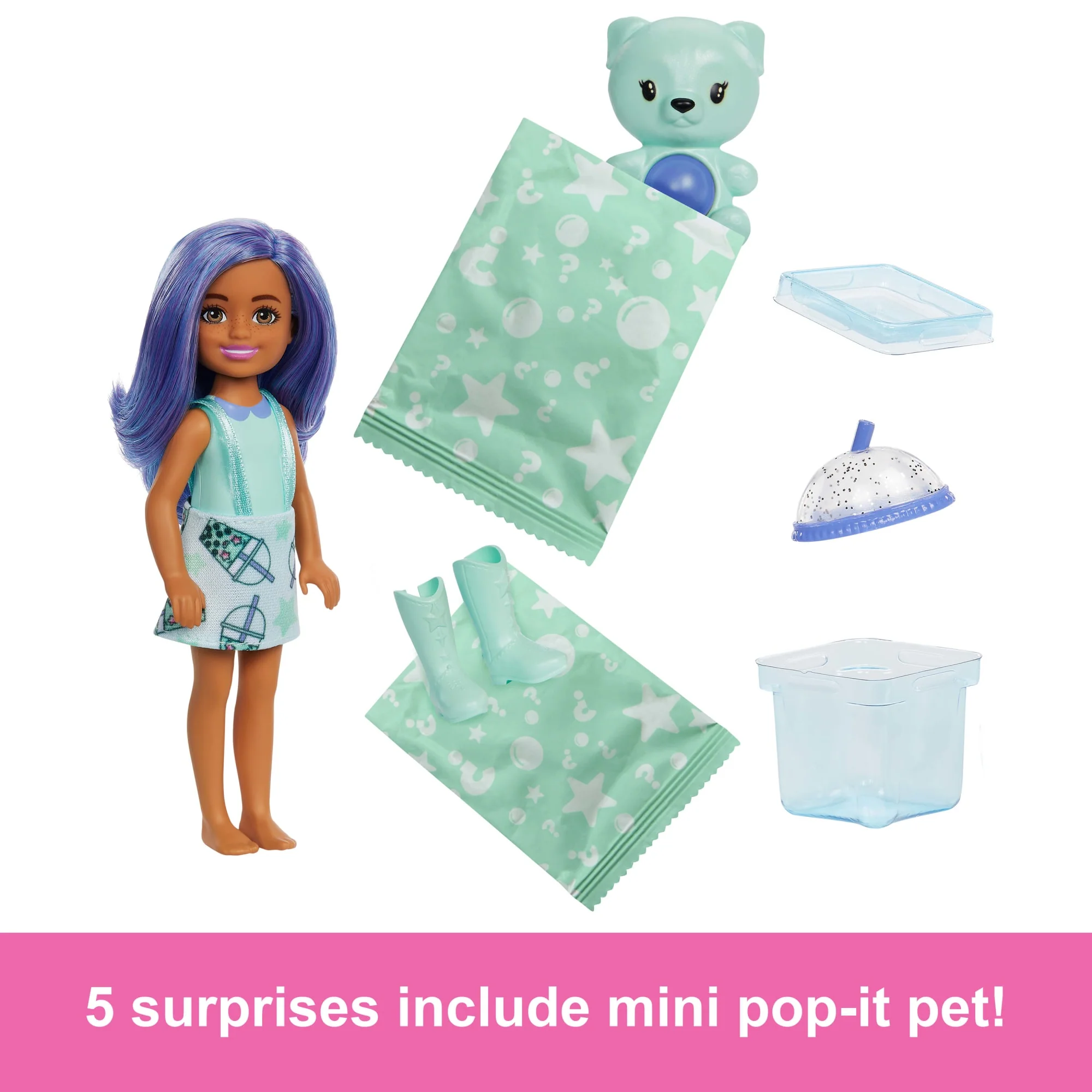 Barbie Chelsea Pop Reveal Bubble Tea Series Doll in Tea Can-inspired Package With 5 Surprises, Scented - Image 5