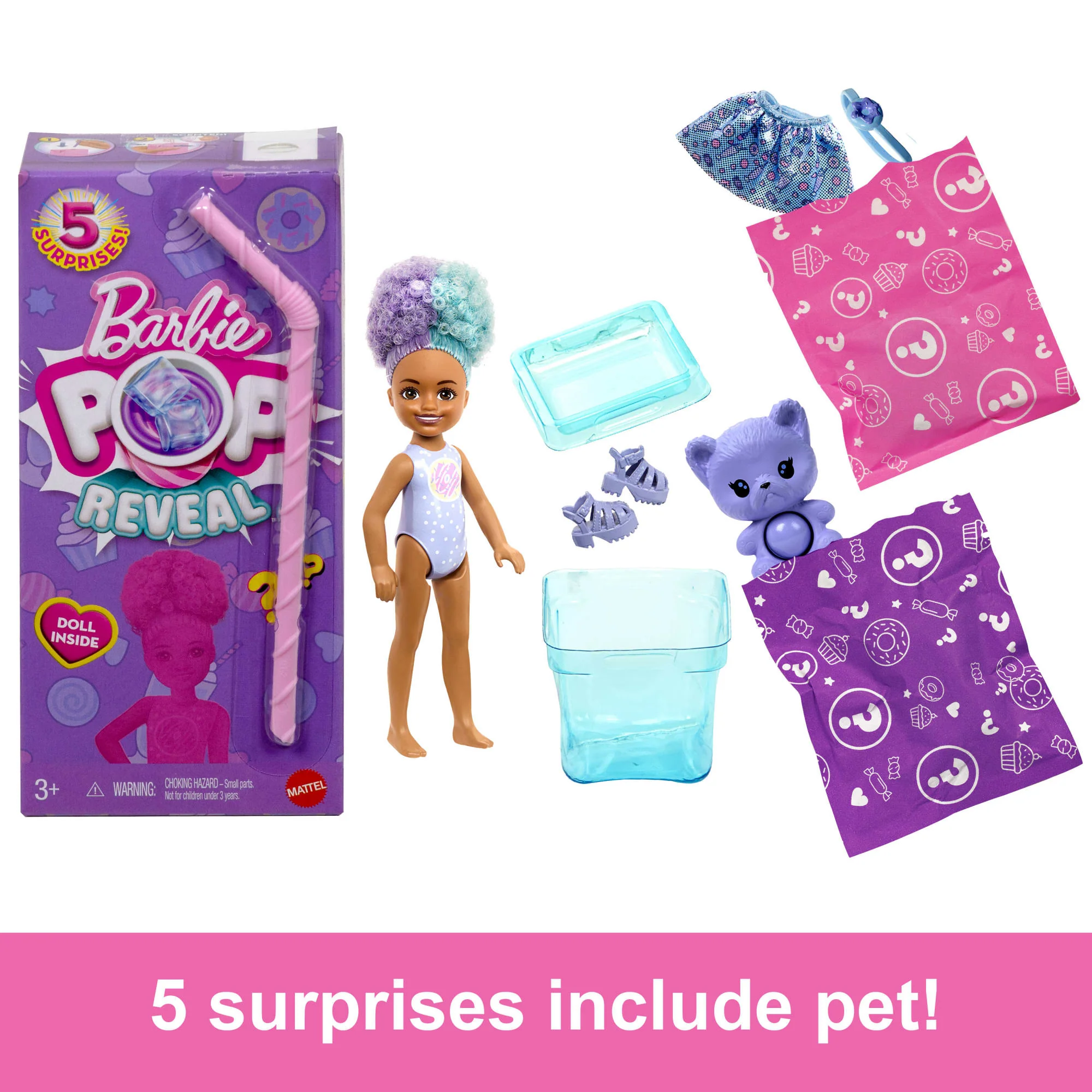 Barbie Chelsea Pop Reveal Treat Series Doll With 5 Surprises Including Scent & Pet - Image 4