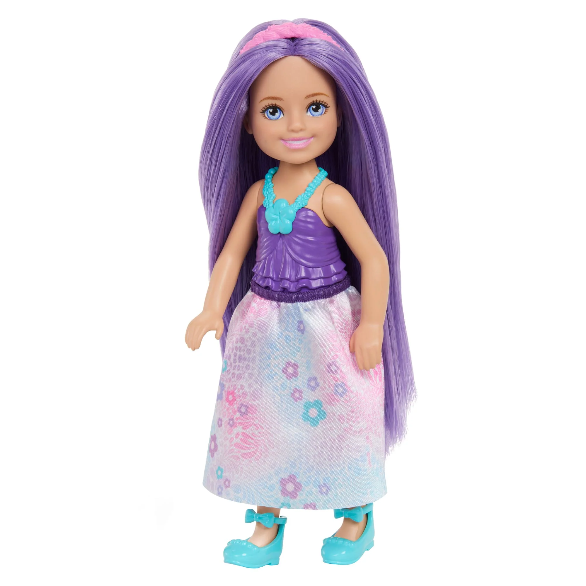 Barbie Chelsea Royal Small Doll With Purple Hair, Removable Skirt, Shoes & Hair Accessory, 6-Inch Toy - Image 4