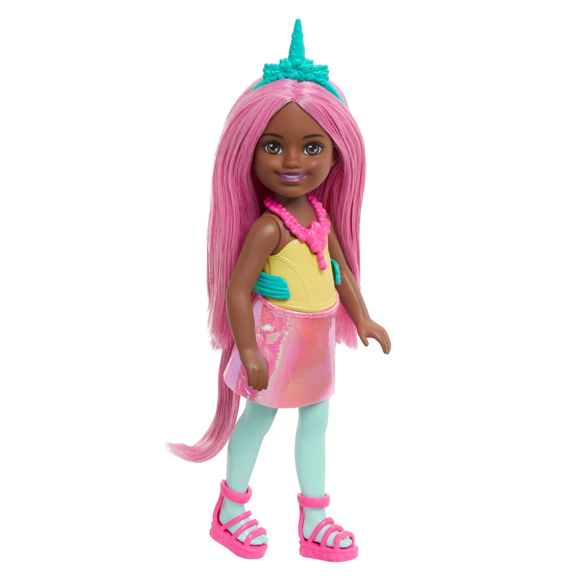 Barbie Chelsea Unicorn Small Doll With Pink Hair, Removable Tail, Shoes & Hair Accessory, 6-Inch Toy - Image 4