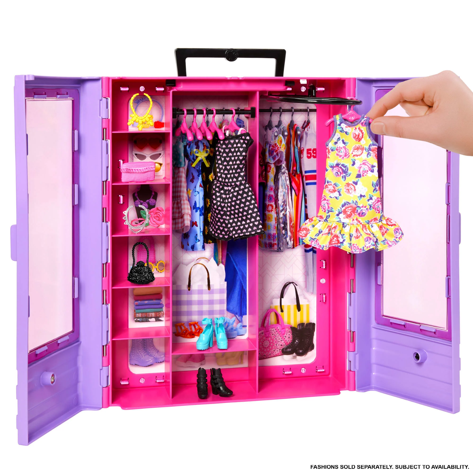 Barbie Closet With 6 Hangars, Accessory Features Translucent Doors, Racks & Shelves - Image 2