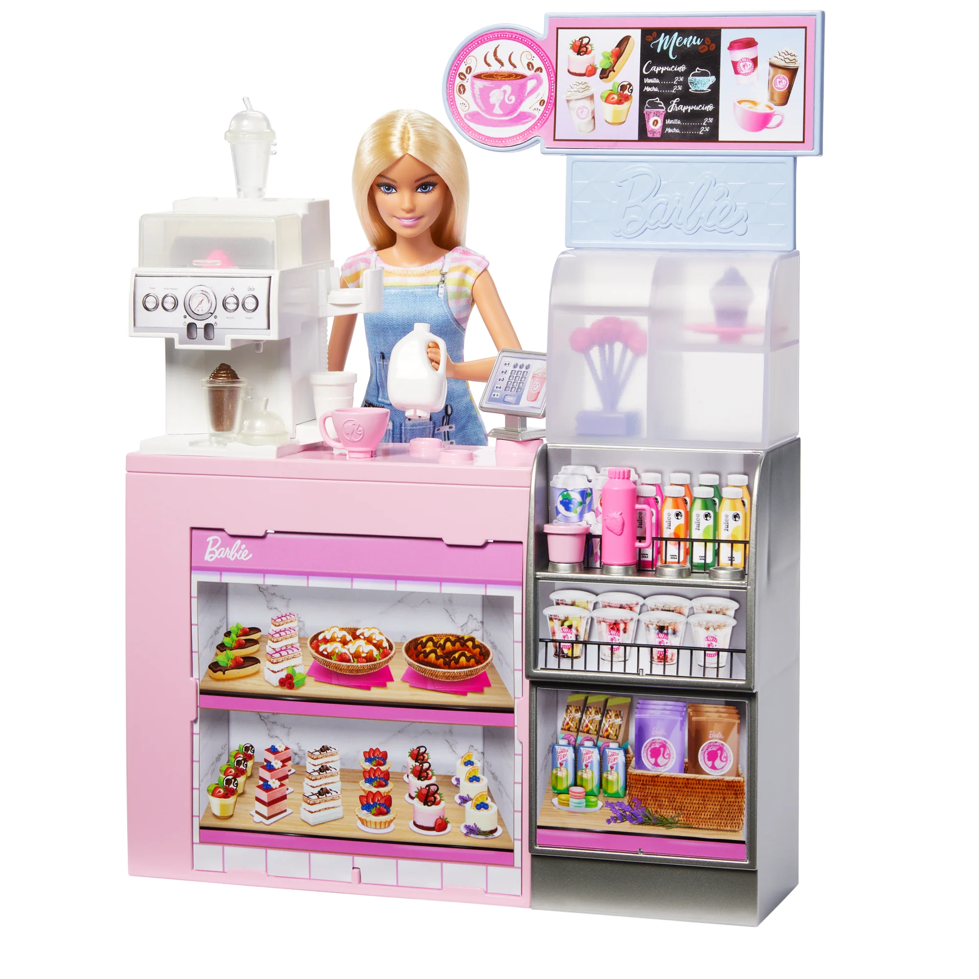 Barbie Coffee Shop Playset With Blonde Barista Doll, Working Coffee Maker & 10+ Accessories - Image 5