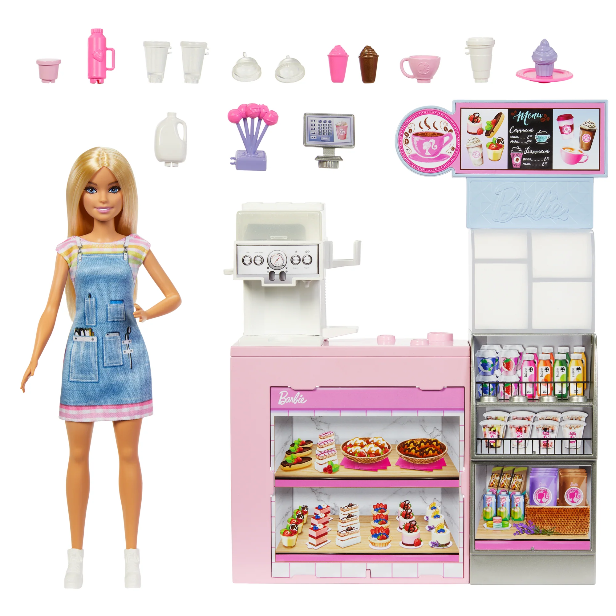 Barbie  Coffret de Jeu  Café, Poupée Barista Blonde, 10+Accessoires - Image 3