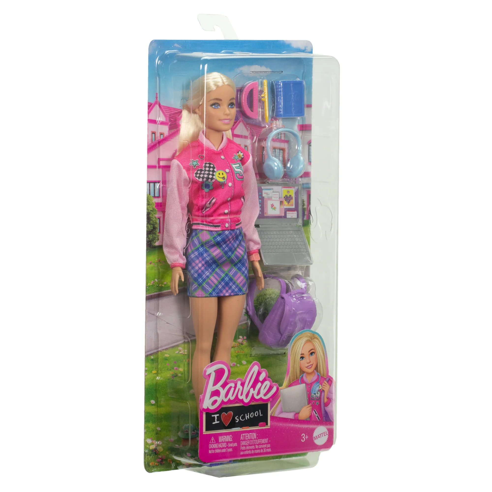 Barbie-J’Aime L’École-Coffret Poupée Blonde en Tenue et 7Accessoires - Image 6