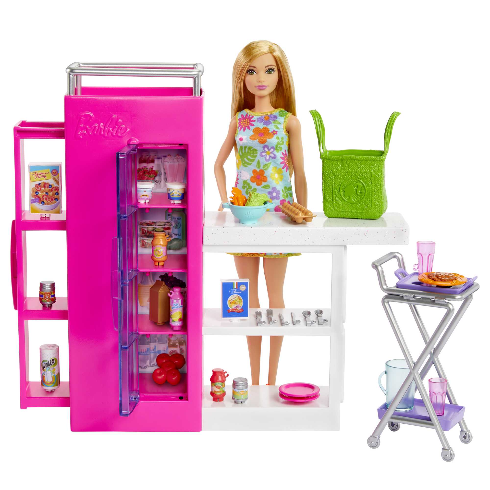 Barbie Coffret de Jeu et Poupée Garde-Manger Suprême, 30 Éléments