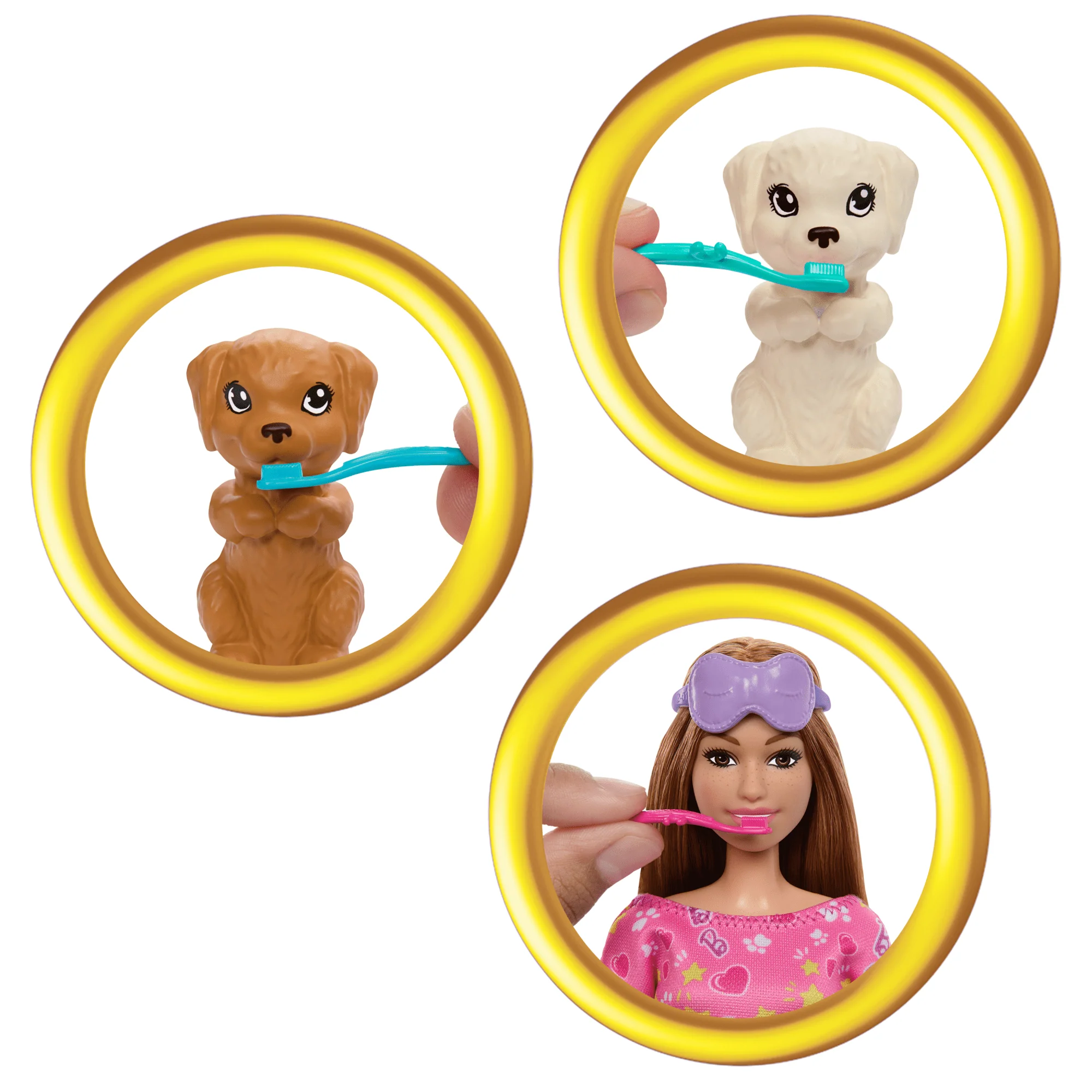 Barbie-Soirée Pyjama Chiots-Coffret Poupée, 2Chiots, 11Accessoires - Image 2