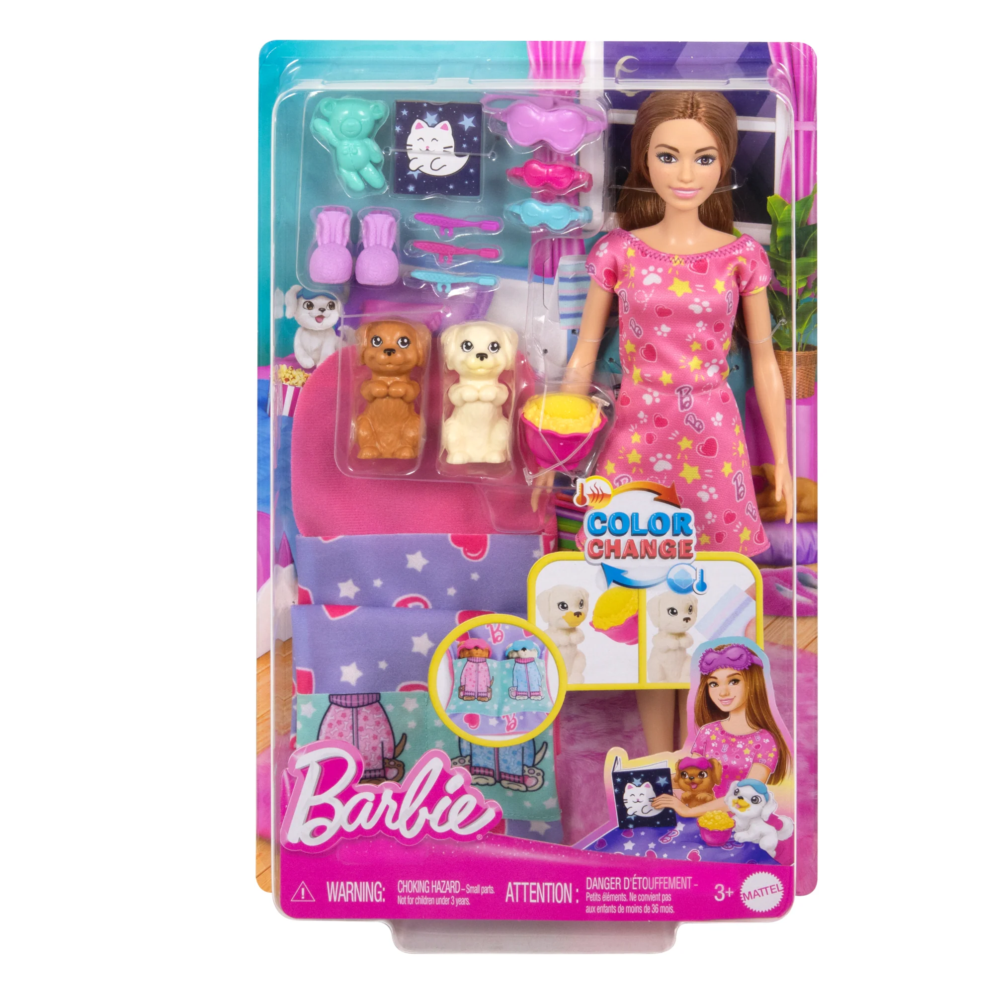 Barbie-Soirée Pyjama Chiots-Coffret Poupée, 2Chiots, 11Accessoires - Image 5