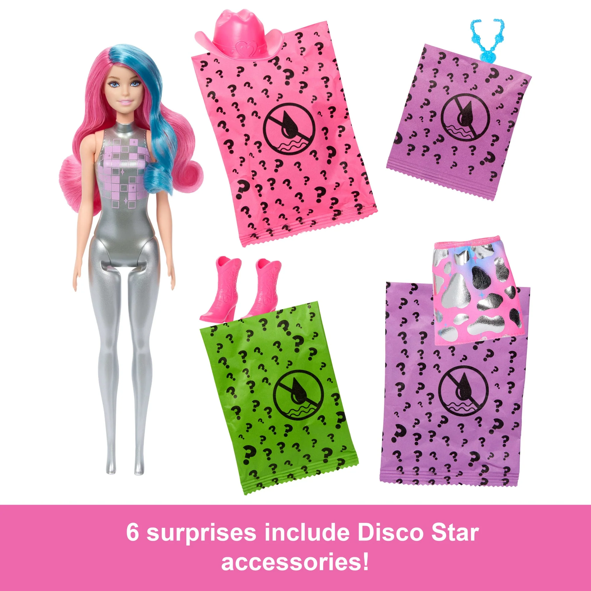 Barbie Color Reveal Disco Star Series Fashion Doll & Accessories With 6 Surprises - Image 5