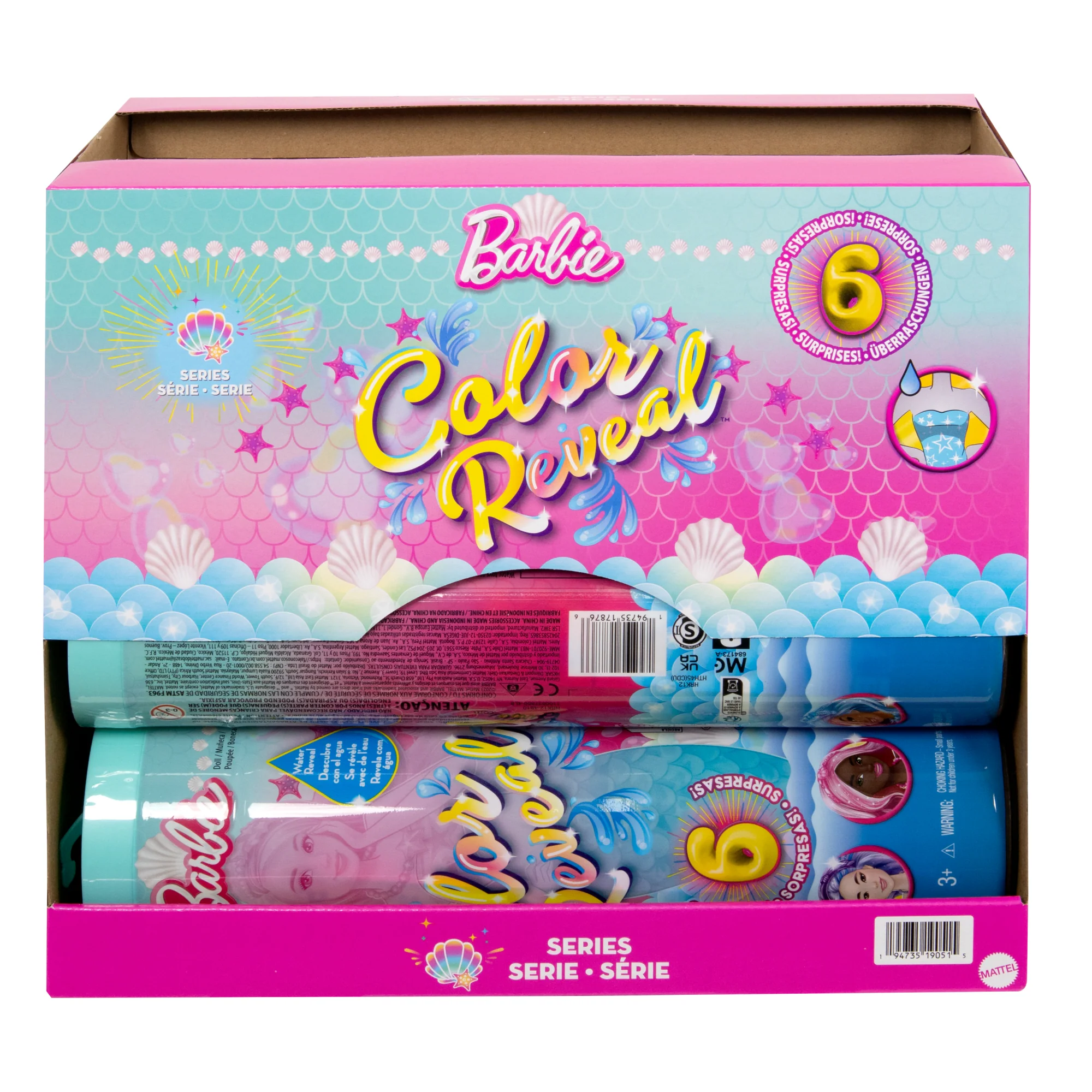 Barbie Color Reveal Mermaid Series Doll & Accessories With 6 Surprises, Color-Change Hair - Image 6