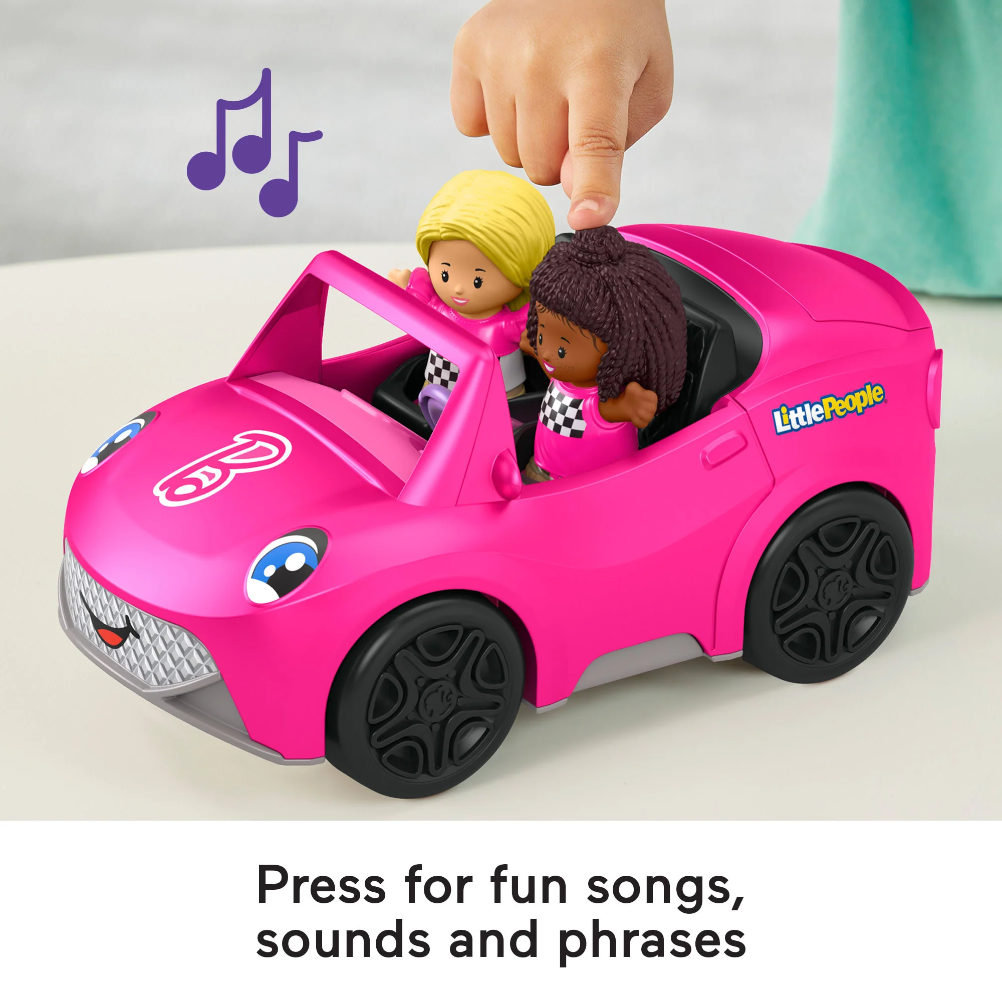 Fisher-Price Little People Barbie Convertible Toy Car With Music Sounds & 2 Figures For Toddlers - Image 3