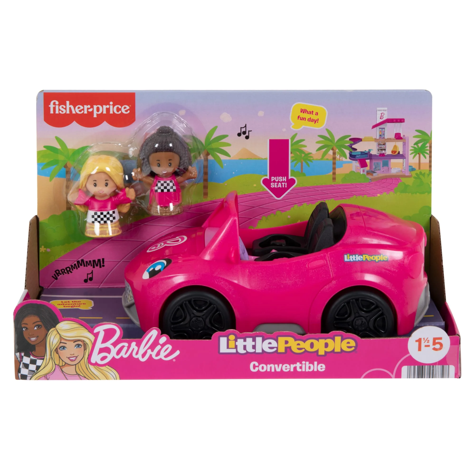 Fisher-Price Little People Barbie Convertible Toy Car With Music Sounds & 2 Figures For Toddlers - Image 6
