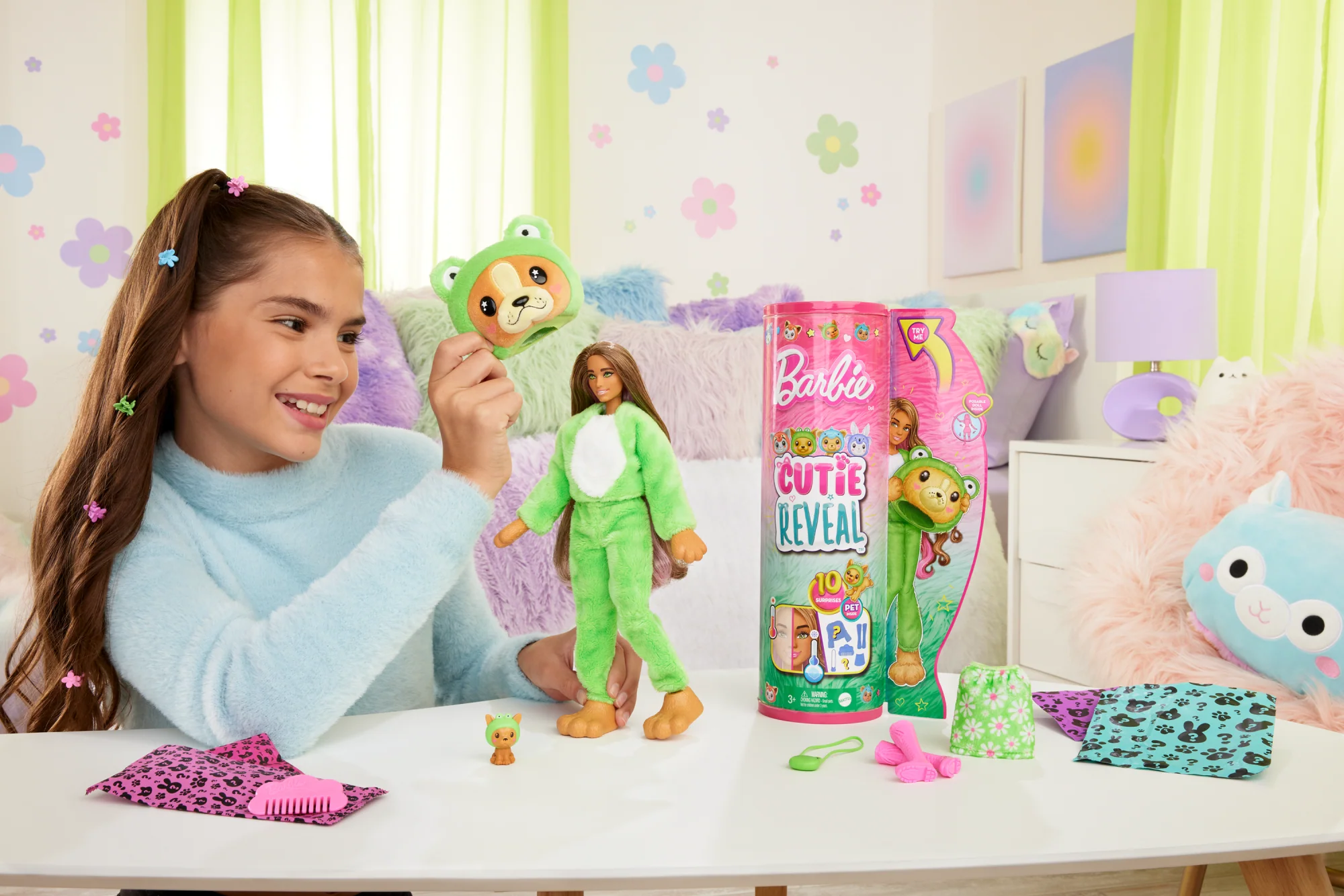 Barbie Cutie Reveal Costume-Themed Series Doll & Accessories With 10 Surprises, Puppy As Frog - Image 2