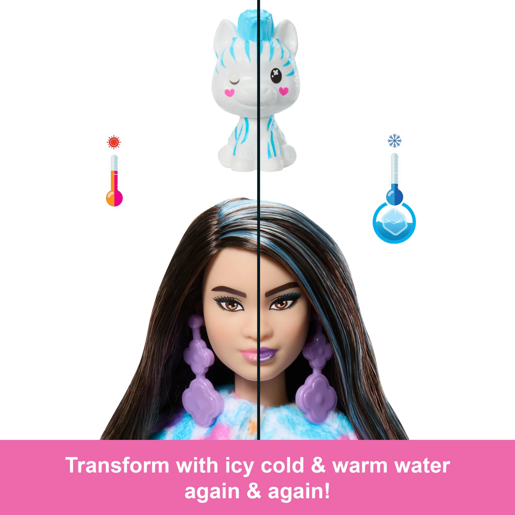Barbie Cutie Reveal Zebra Doll & Accessories, Color Dream Series With 10 Surprises - Image 4