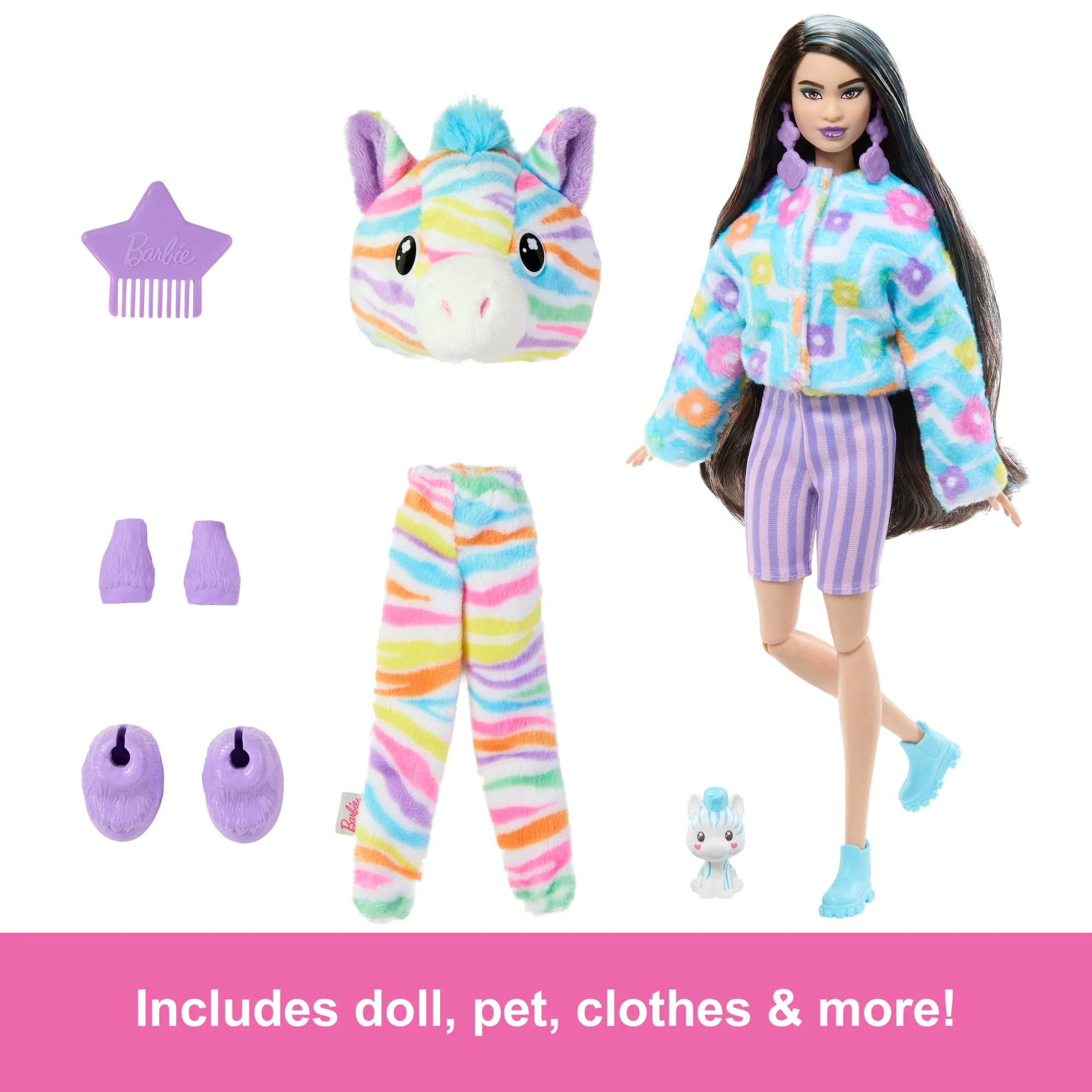 Barbie Cutie Reveal Zebra Doll & Accessories, Color Dream Series With 10 Surprises - Image 5
