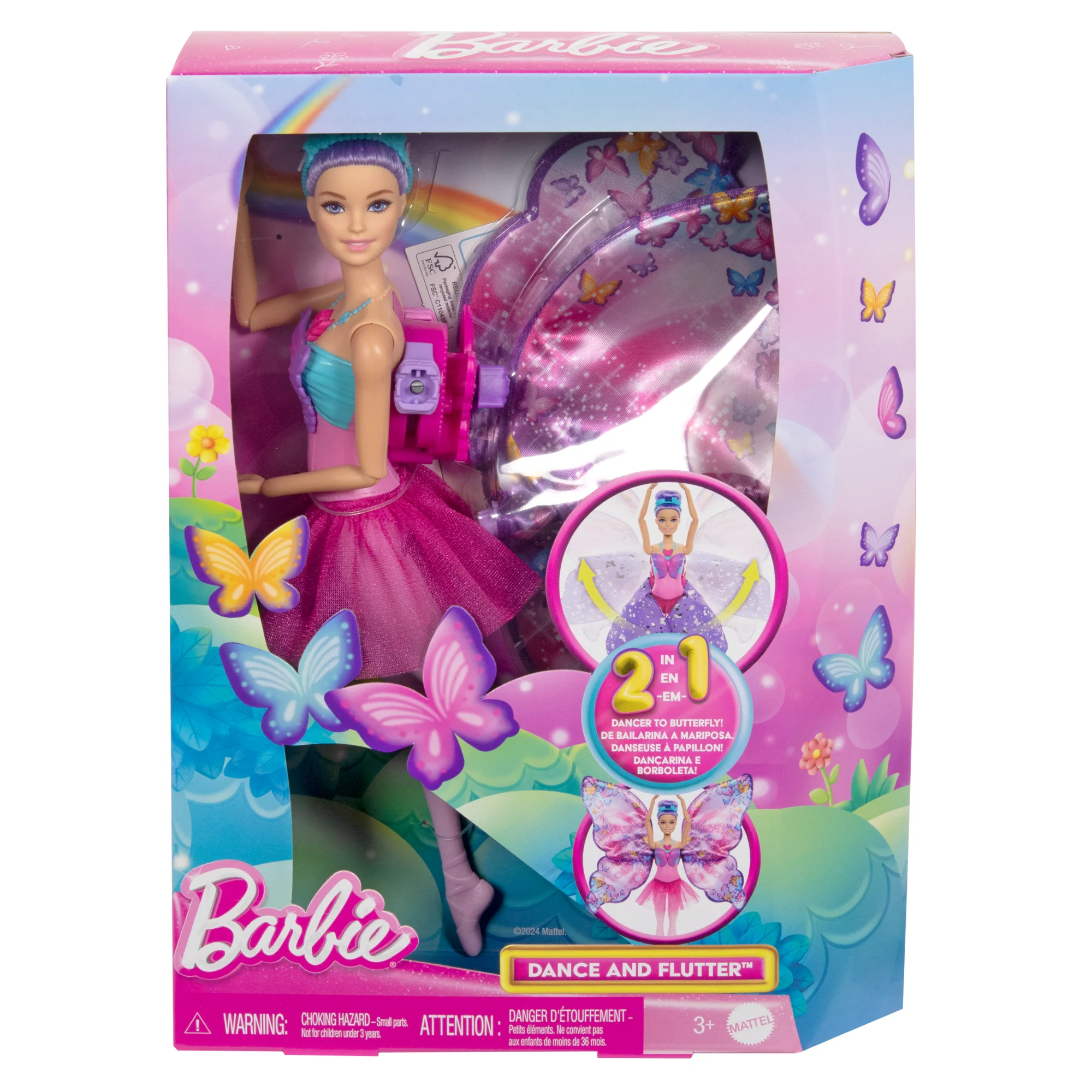 Barbie Dance And Flutter Doll With 2-In-1 Transformation From Dancer To Butterfly, Purple Hair - Image 6