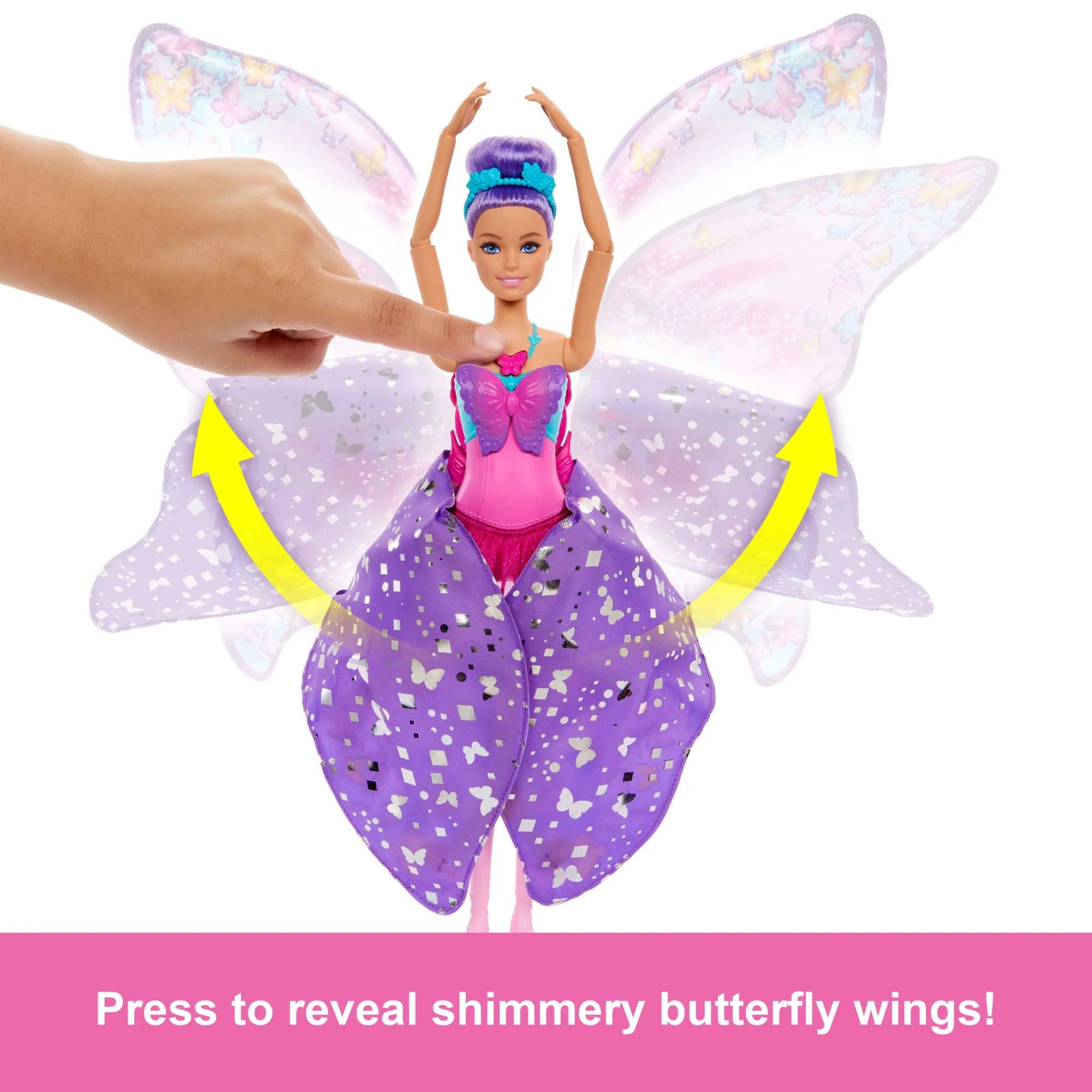 Barbie Dance And Flutter Doll With 2-in-1 Transformation From Dancer To Butterfly, Purple Hair - Image 3