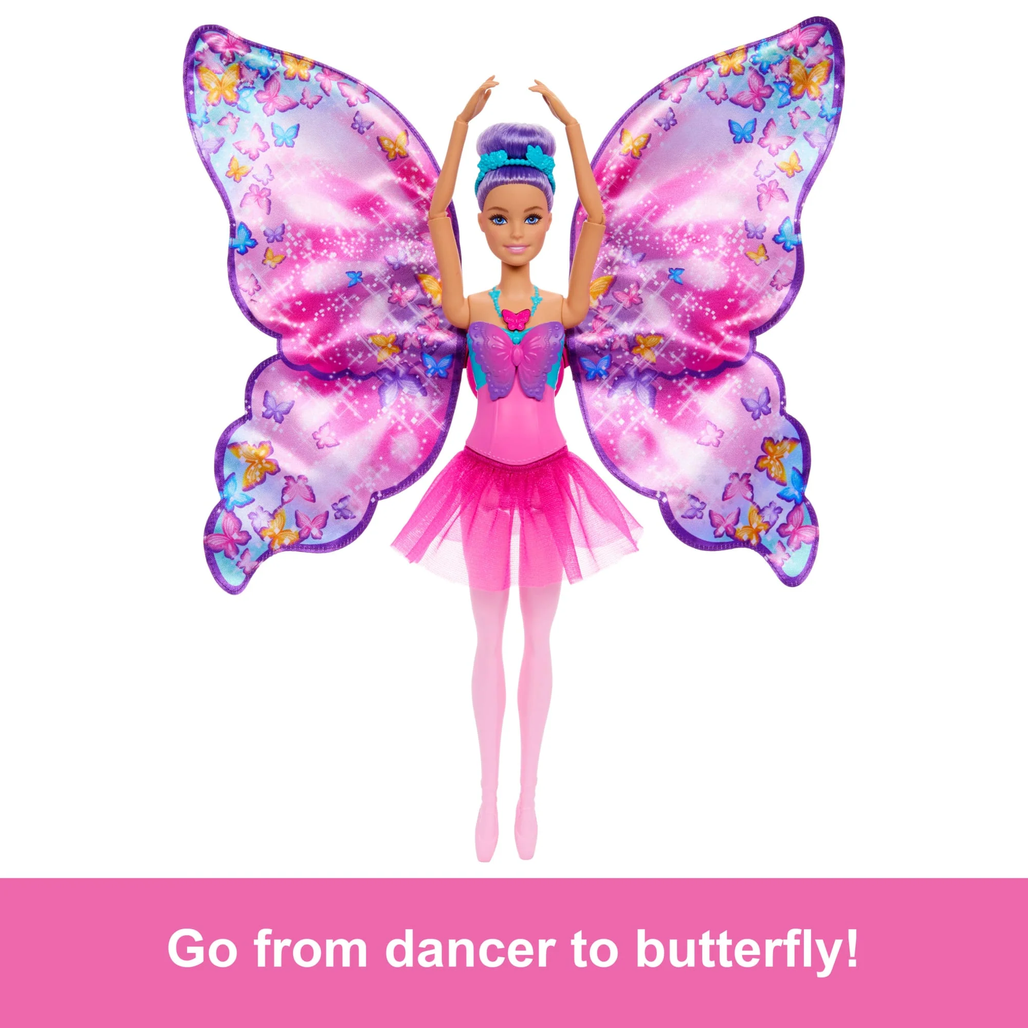 Barbie Dance And Flutter Doll With 2-in-1 Transformation From Dancer To Butterfly, Purple Hair - Image 5