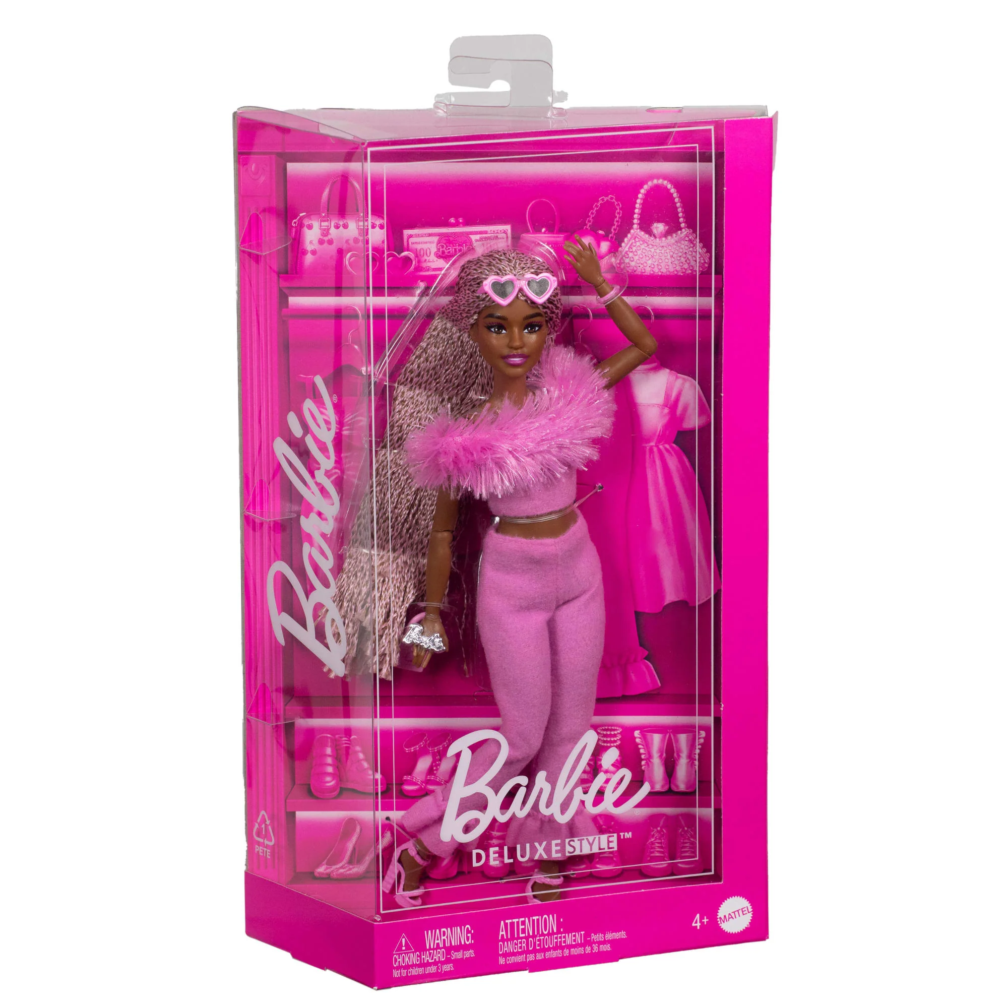 Barbie Deluxe Style Doll #4 in Soft Pink Jumpsuit, Pink And Brown Braided Hair - Image 6