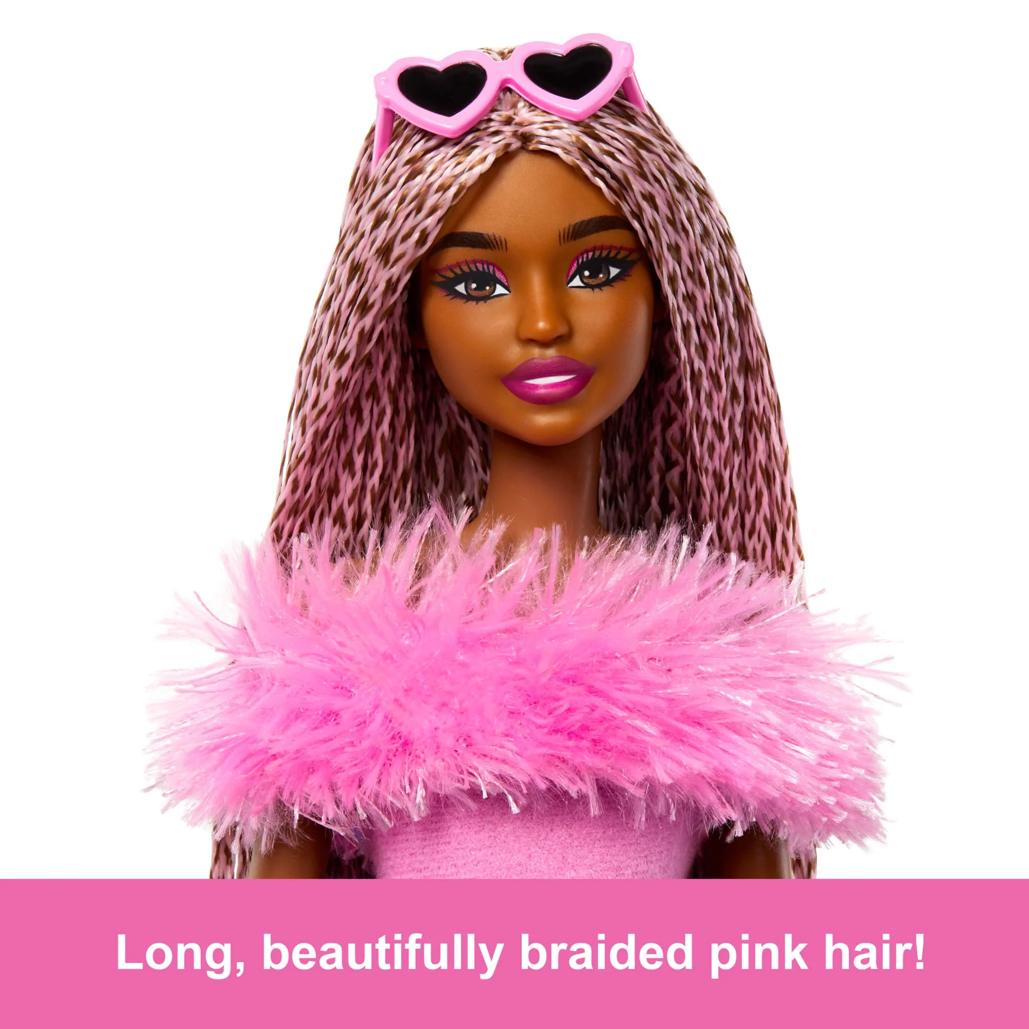 Barbie Deluxe Style Doll #4 in Soft Pink Jumpsuit, Pink And Brown Braided Hair - Image 3