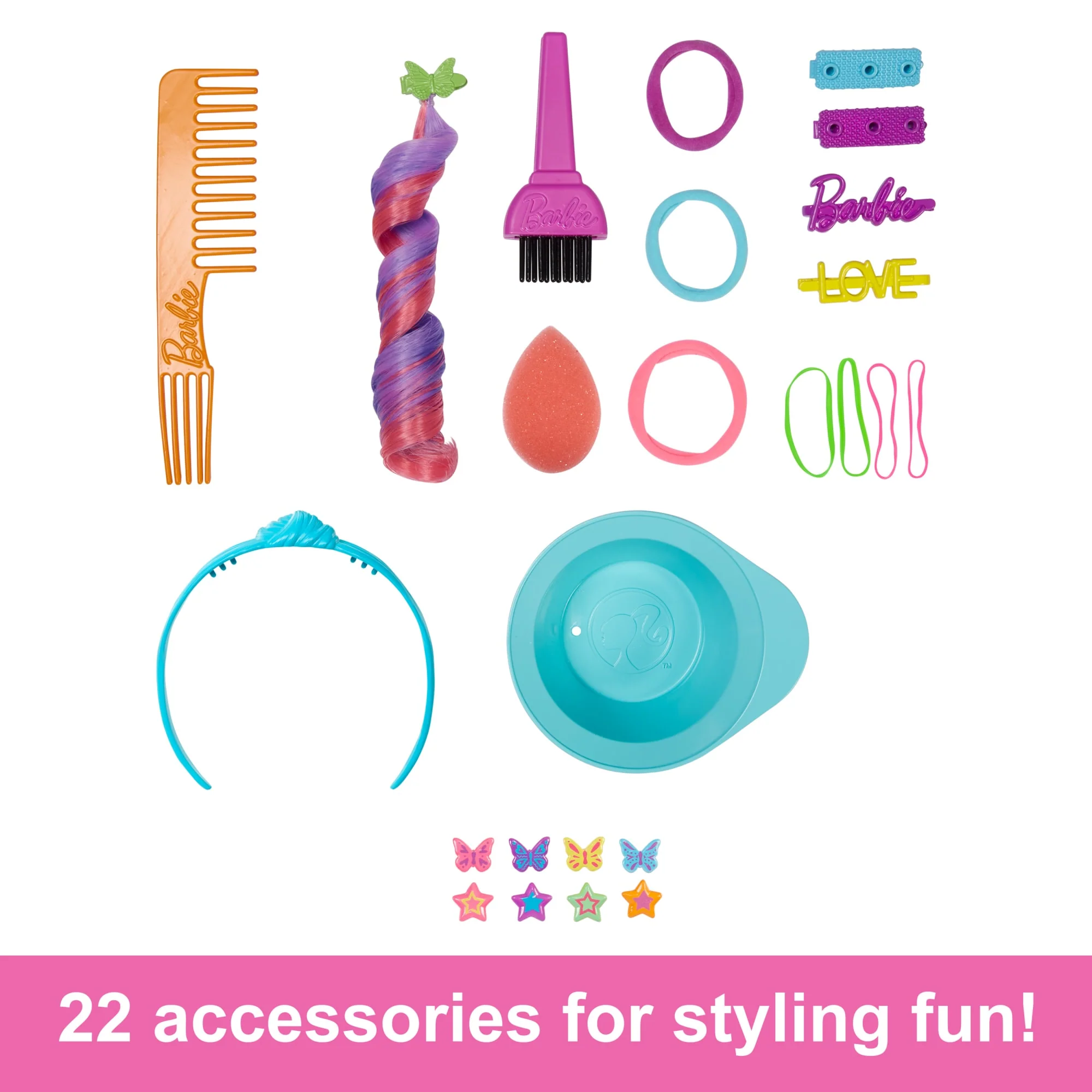 Barbie Deluxe Styling Head, Barbie Totally Hair, Curly Brown Rainbow Hair - Image 3