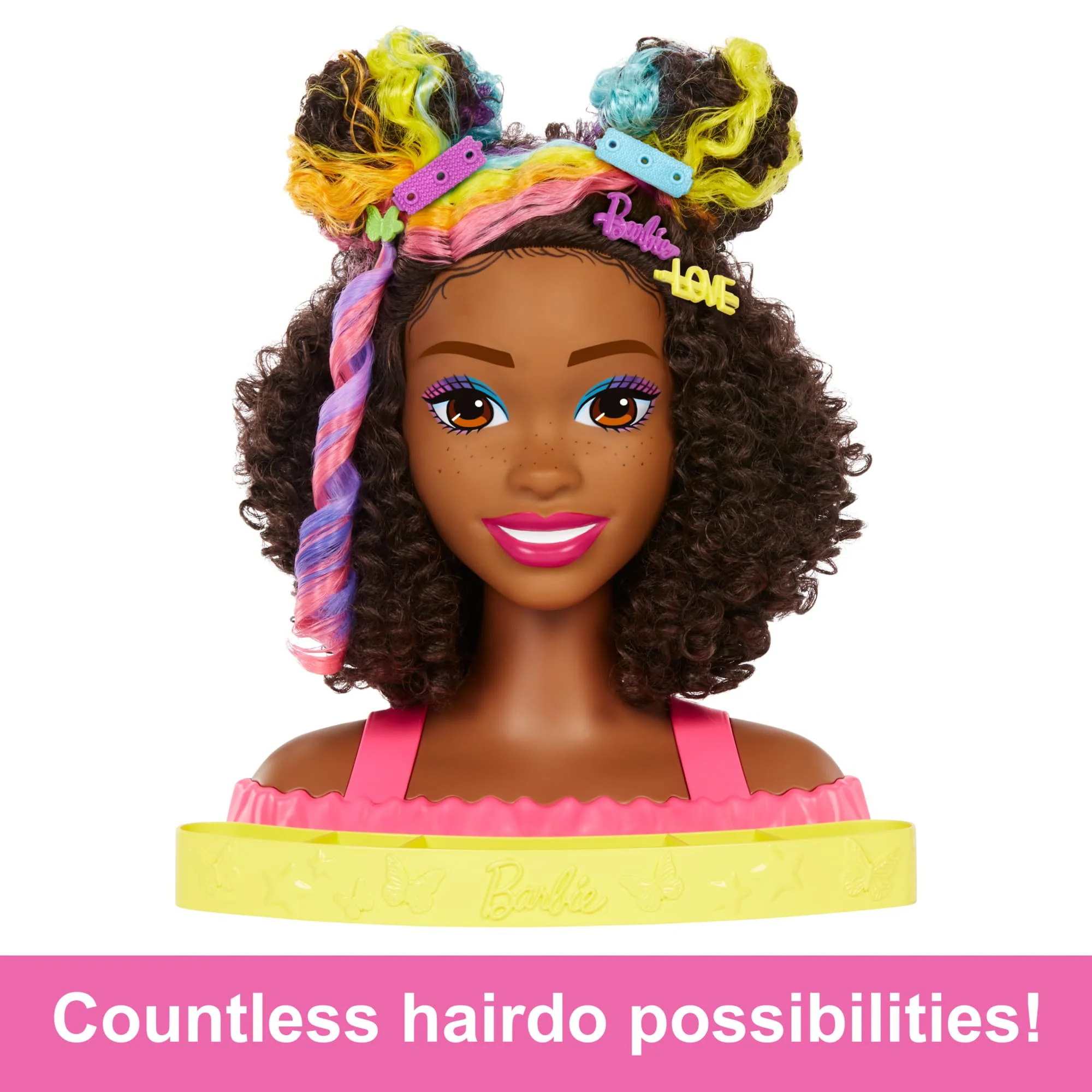 Barbie Deluxe Styling Head, Barbie Totally Hair, Curly Brown Rainbow Hair - Image 4