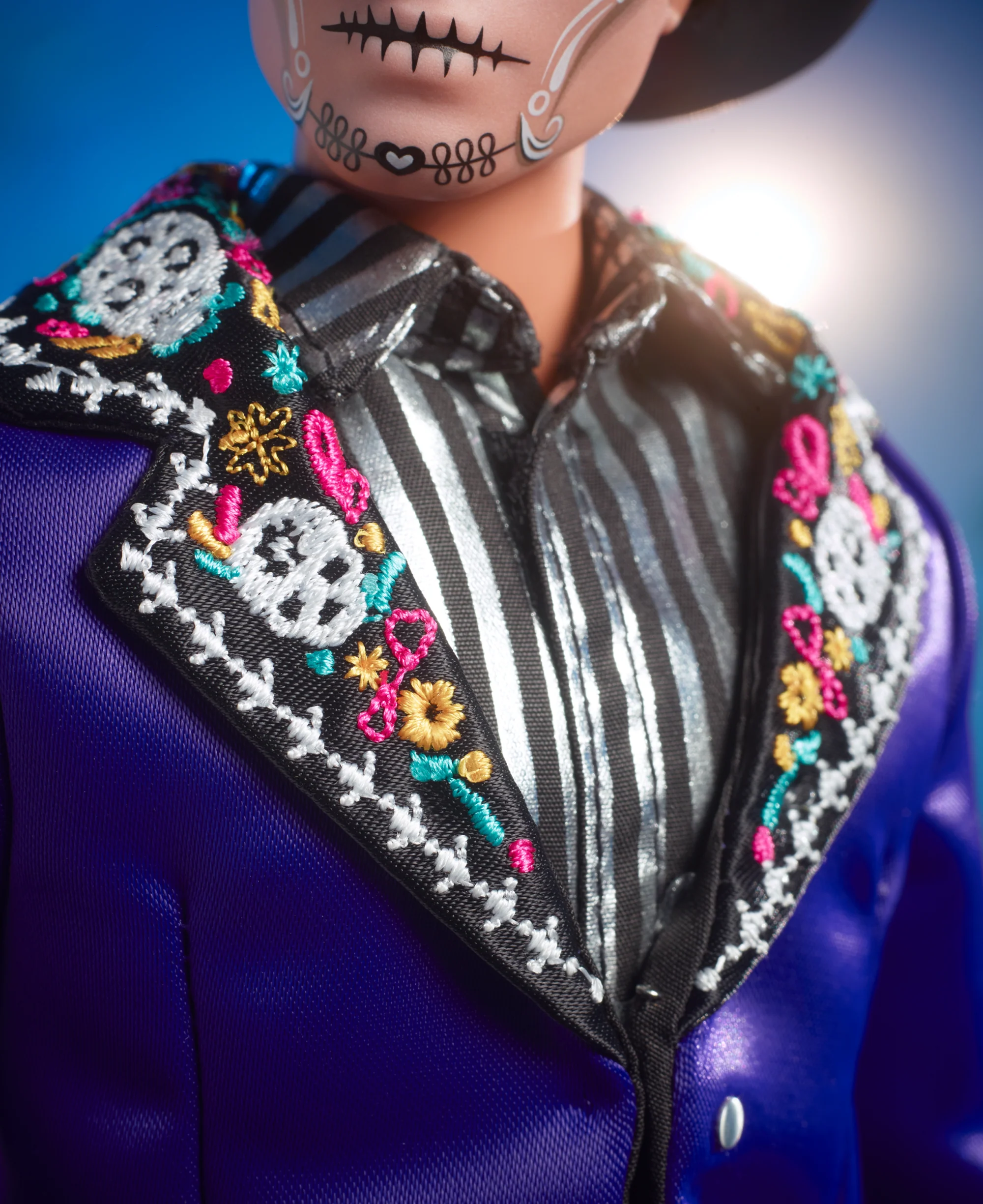 2023 Día De Muertos Ken Doll Wearing Blue Jacket And Black Hat, Barbie Signature Collectible - Image 4